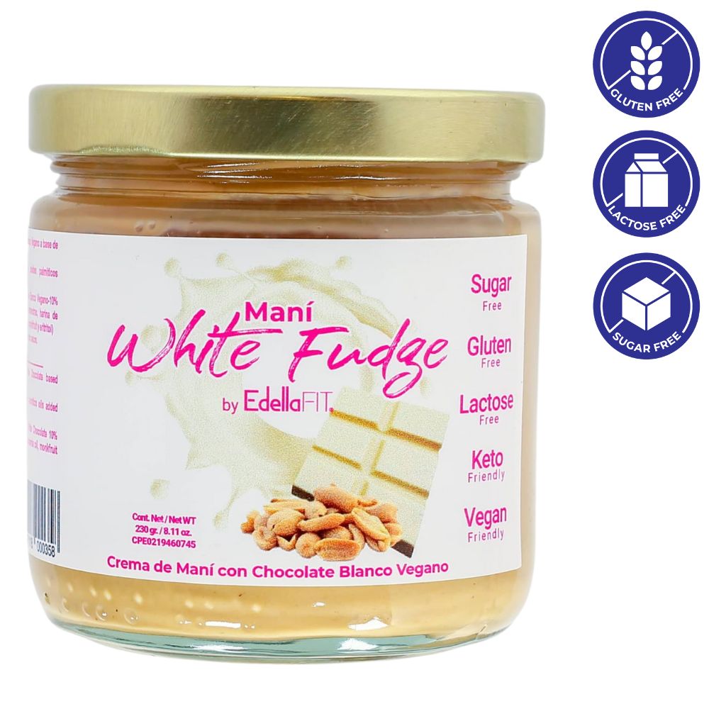 Edellafit Mantequilla de Maní White Fudge con Chocolate Blanco Vegano 200 gr