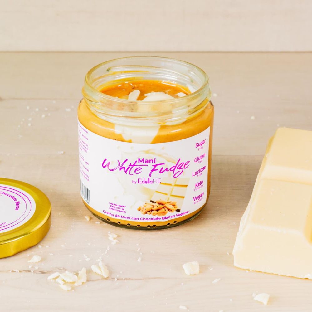 Edellafit Mantequilla de Maní White Fudge con Chocolate Blanco Vegano 200 gr