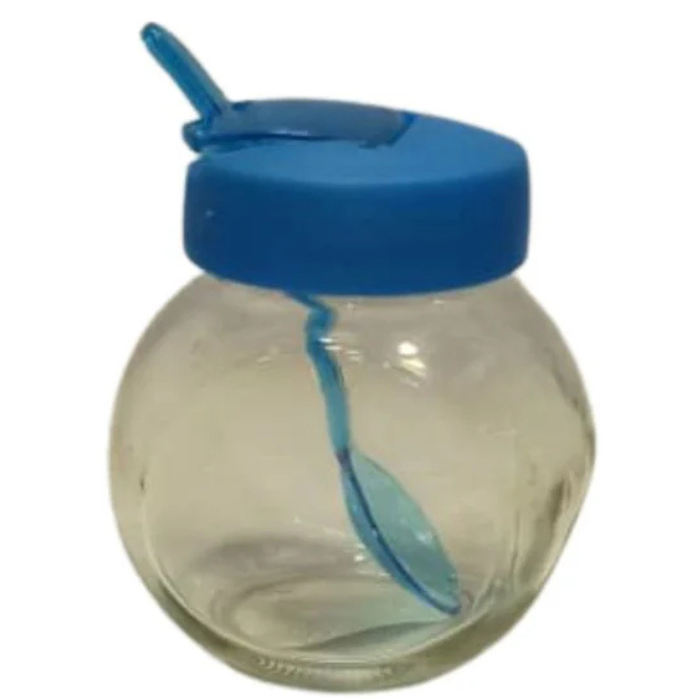Azucarero de Vidrio Con Tapa y Cucharita Colores Varios