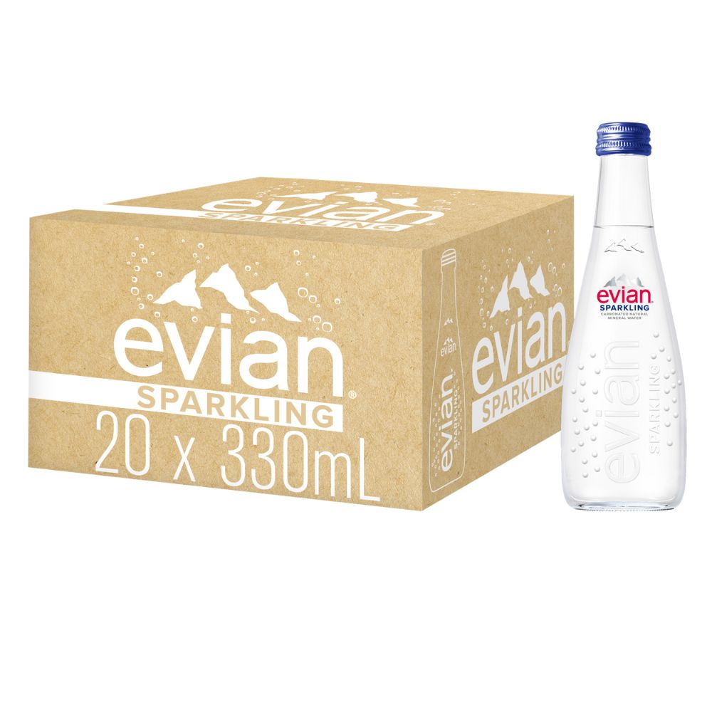 Evian Agua Sparkling 20 Botellas 330ml Carbonated Natural Spring Water