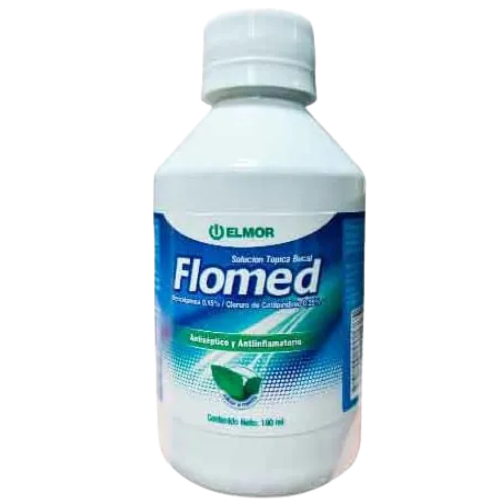 Flomed Elmor Solución Tópica Bucal Antiséptico Antiinflamatorio Sabor Menta 180ml