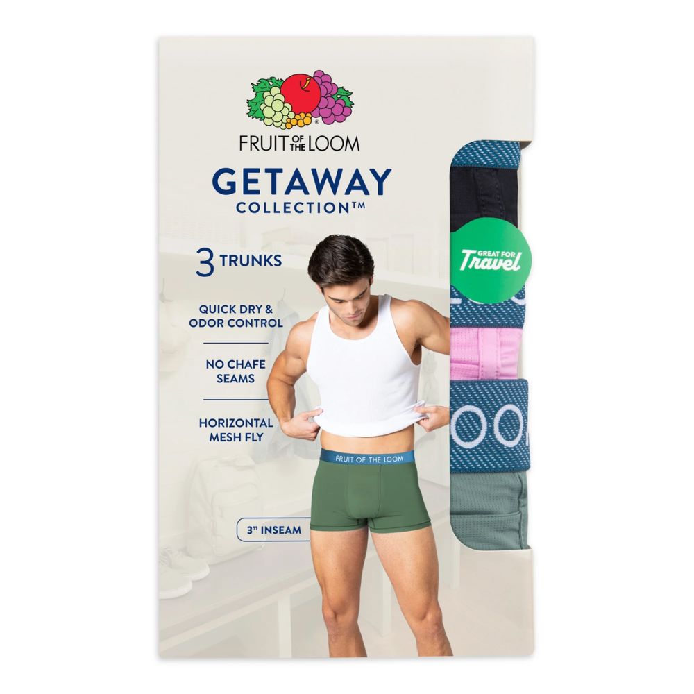 Fruit Of The Loom Boxers Trunks Getaway Colletion 3 Pack