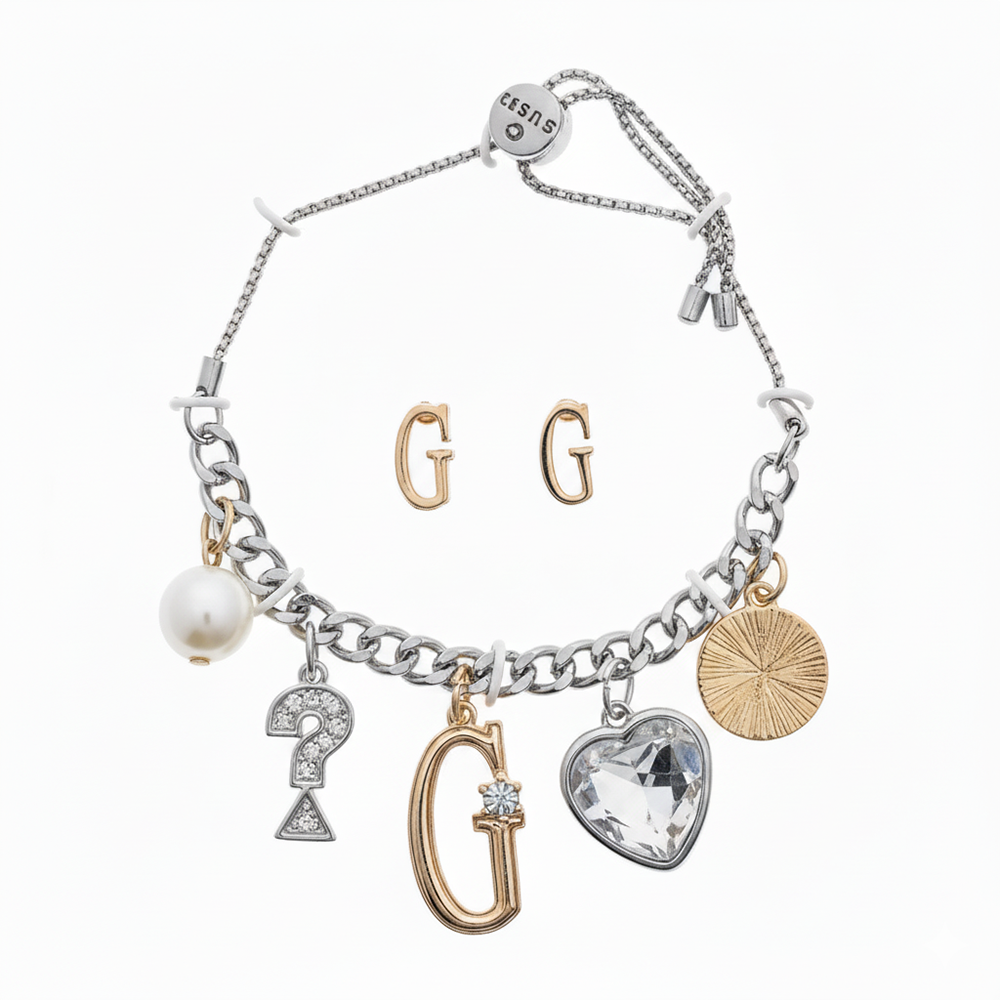 Guess Set De Pulsera Y Zarcillos