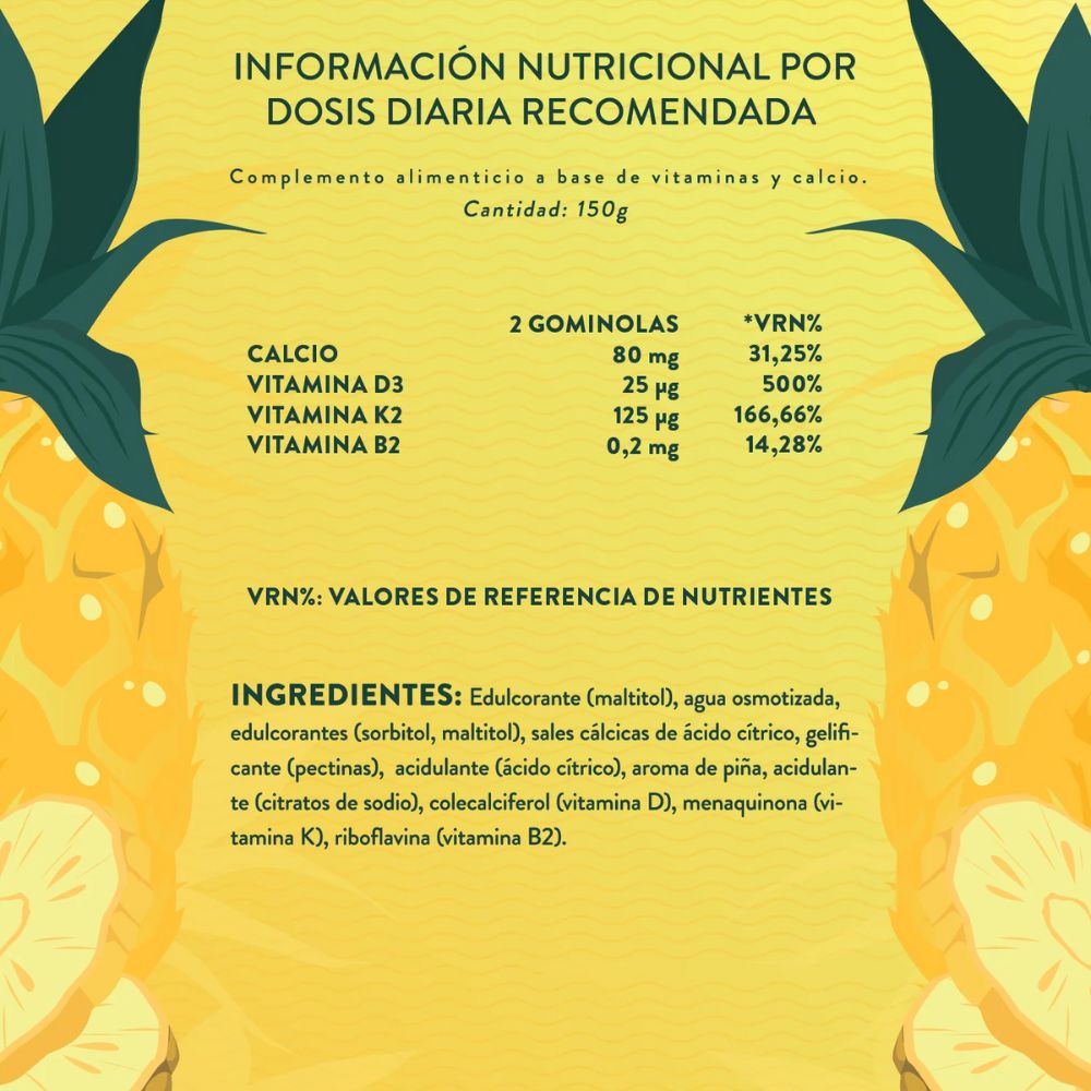 Gomicare Essential D3+K2 Con Calcio Sabor Piña 60 Und