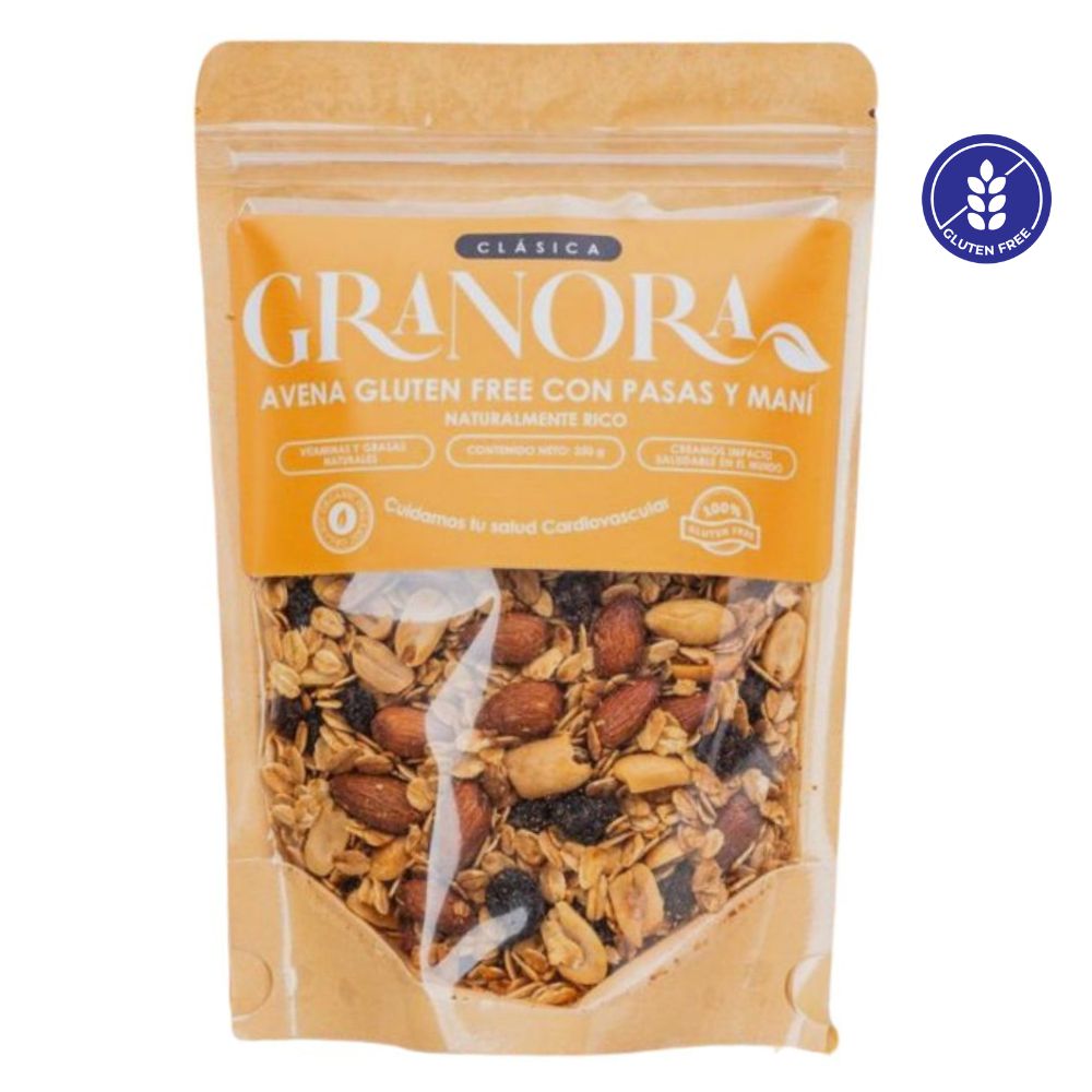 Granora Clasica Avena Gluten Free Con Pasas y Mani 250 gr