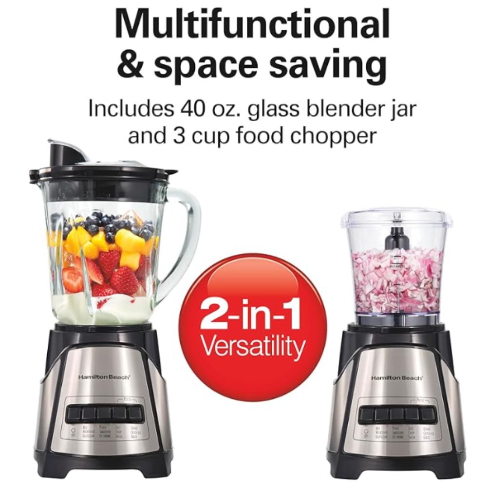 Hamilton Beach® Licuadora Power Elite® con Picador 2 en 1 - 12 Funciones Con Vaso de Vidrio