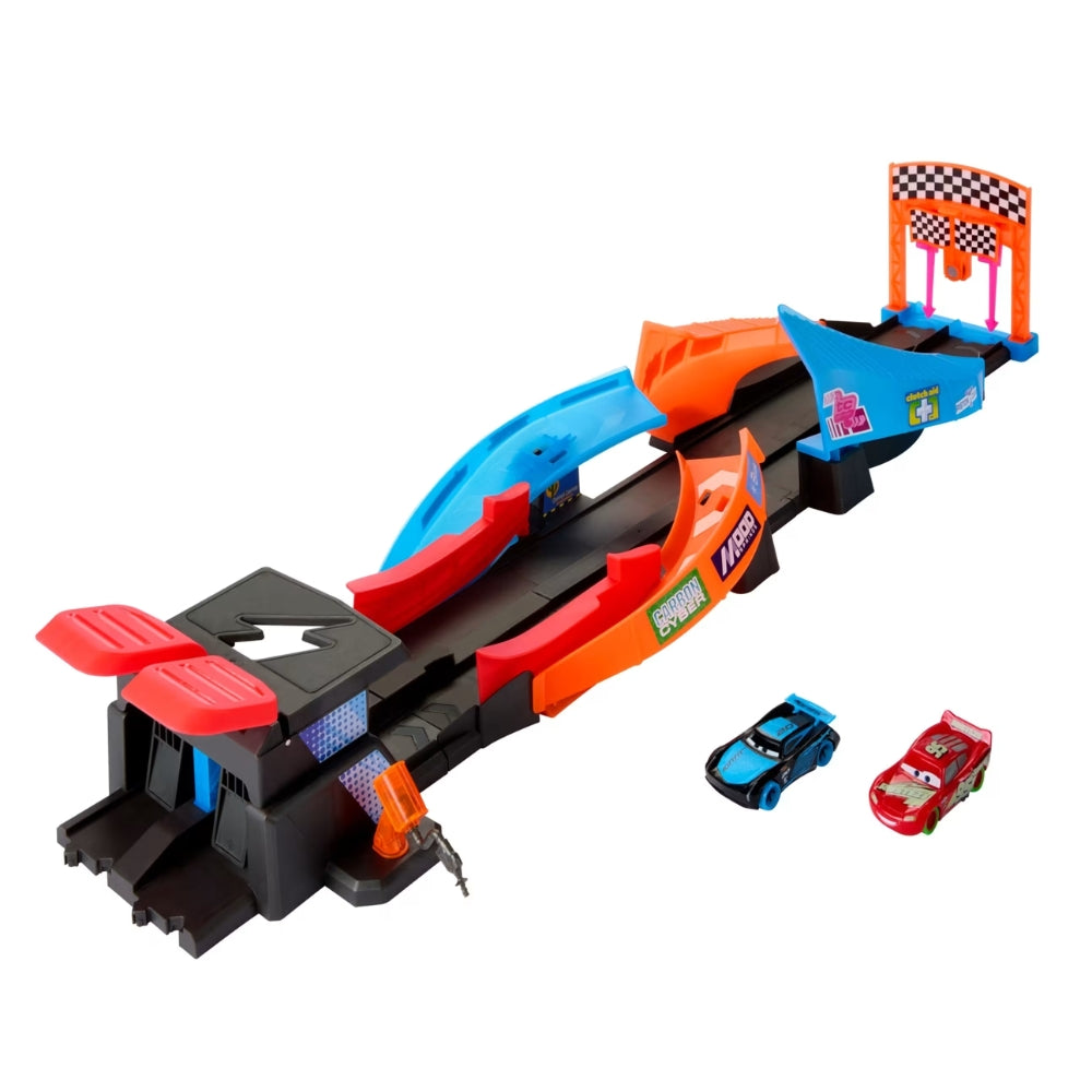 Mattel Cars Glow Racers Lanza y Cruza Pista de Carreras 4+