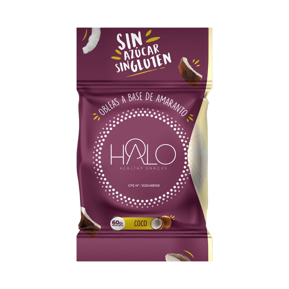 Halo Obleas de Amaranto Coco Sin Azúcar y Sin Gluten 60gr