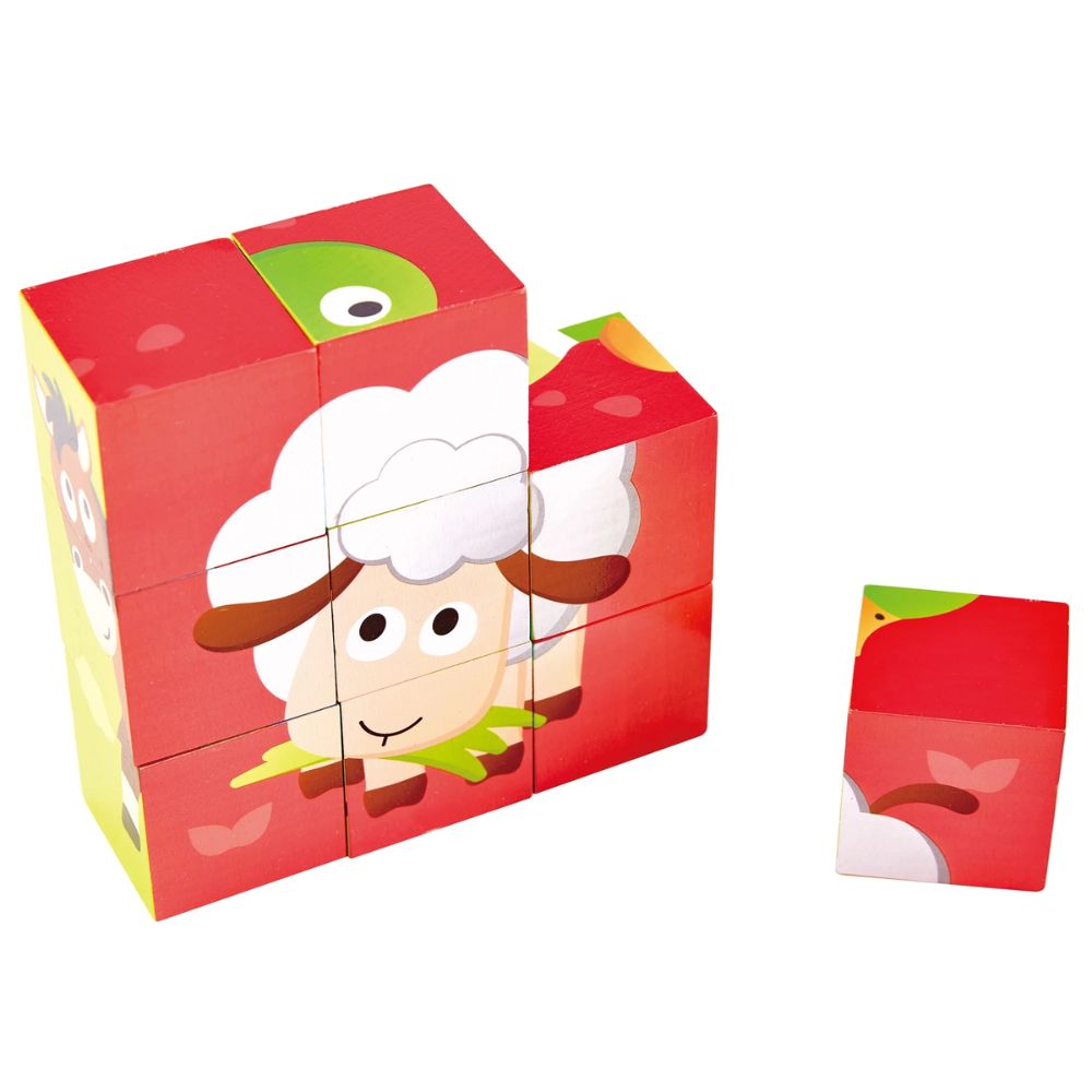 Hape Farm Animal Block Puzzle 9 piezas 2-4 años