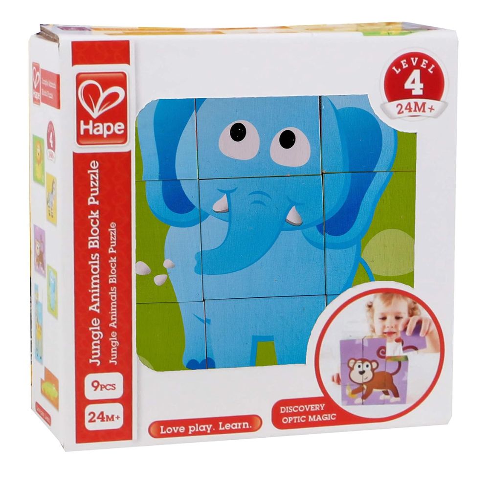 Hape Jungle Animal Block Puzzle 9 piezas 2-4 años