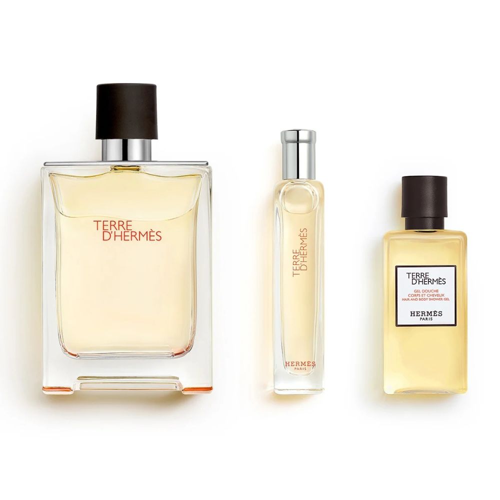 Hermes Terre D' Hermes Set Eau Toilette For Men 100ml + 15ml + Hair and Body Shower Gel 40ml
