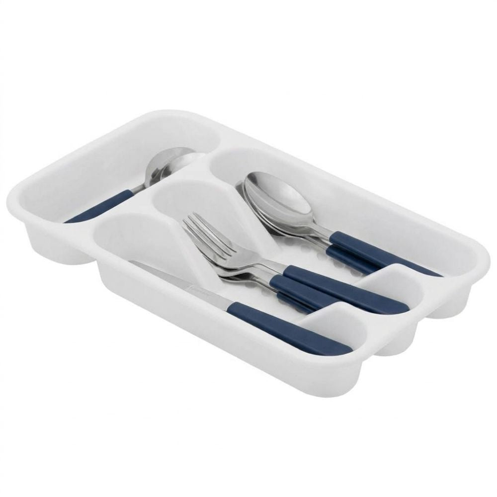 Home Basics Cubiertos 16 Piezas De Acero Inoxidable Con Bandeja De Plástico Azules