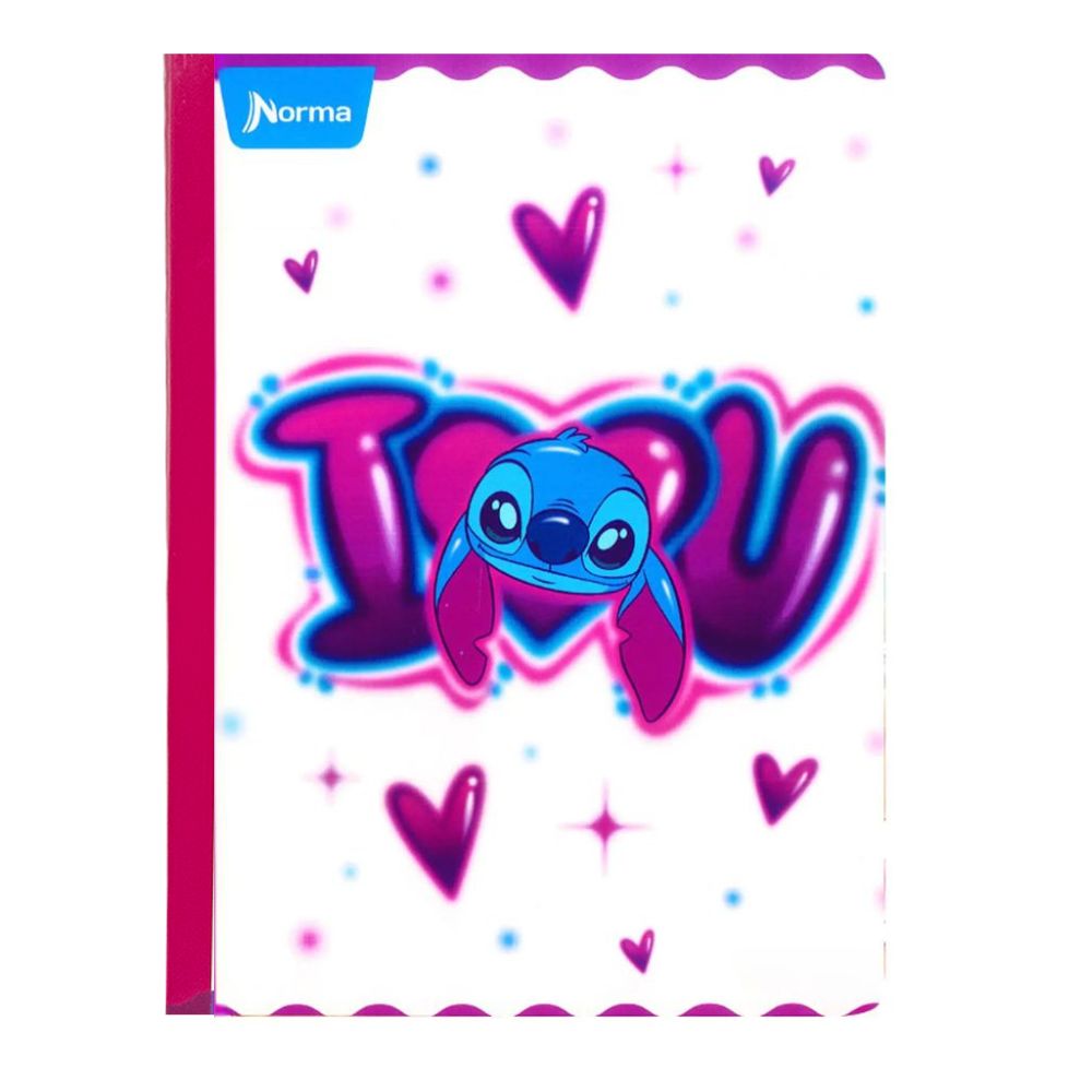 Norma Cuaderno Cuadriculado Cosido 100 hojas Con Stickers Diseño Stitch I Love U