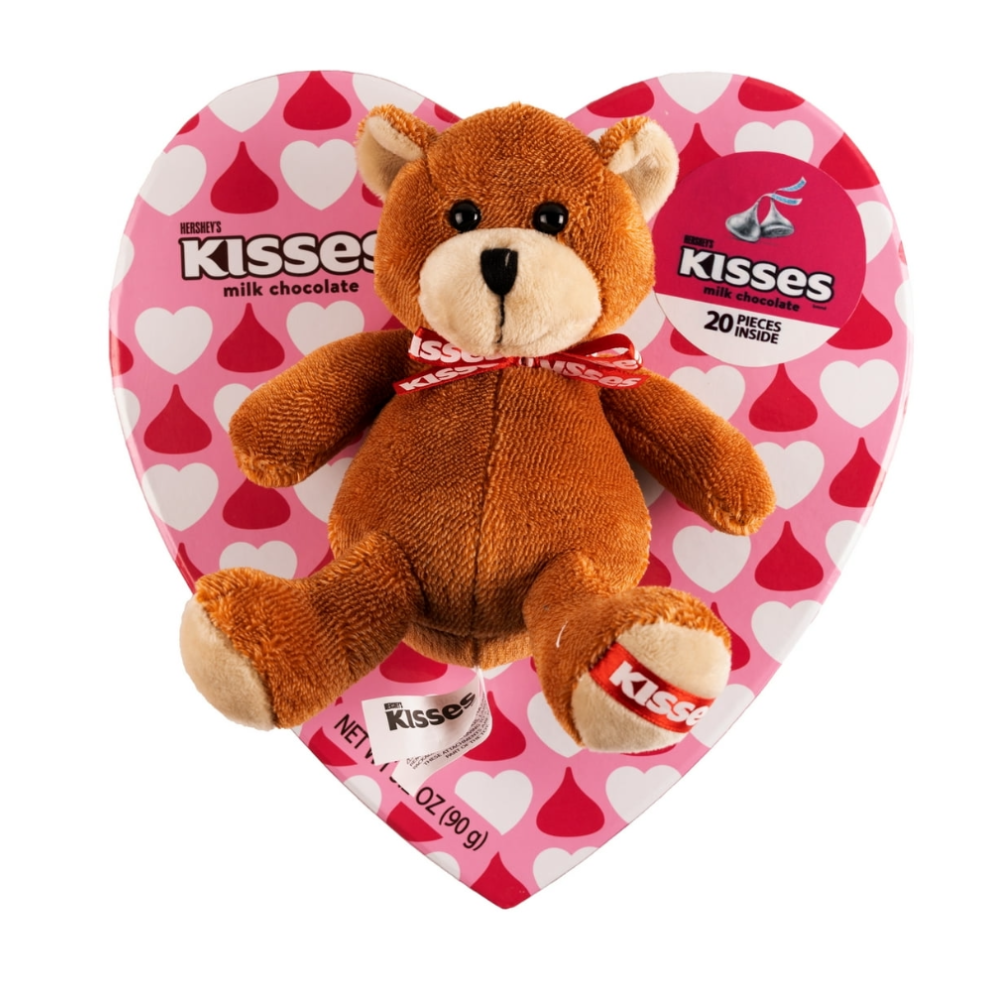 Kisses Valentines Caja de Chocolates con Peluche 20 Unidades