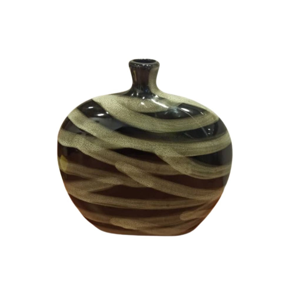 Jarrón de Cerámica Concepts Life Color Negro con Líneas Blancas