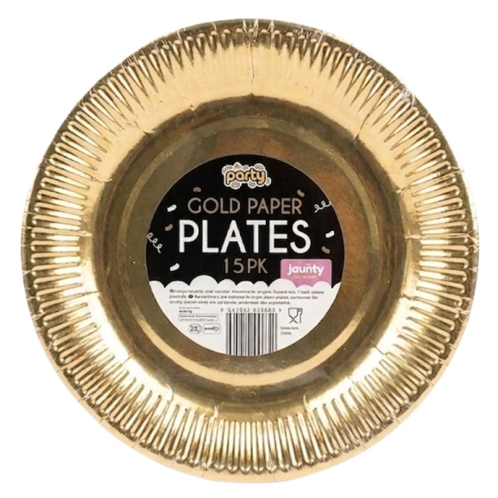 Jaunty Party Platos De Papel Gold 7" 15Und