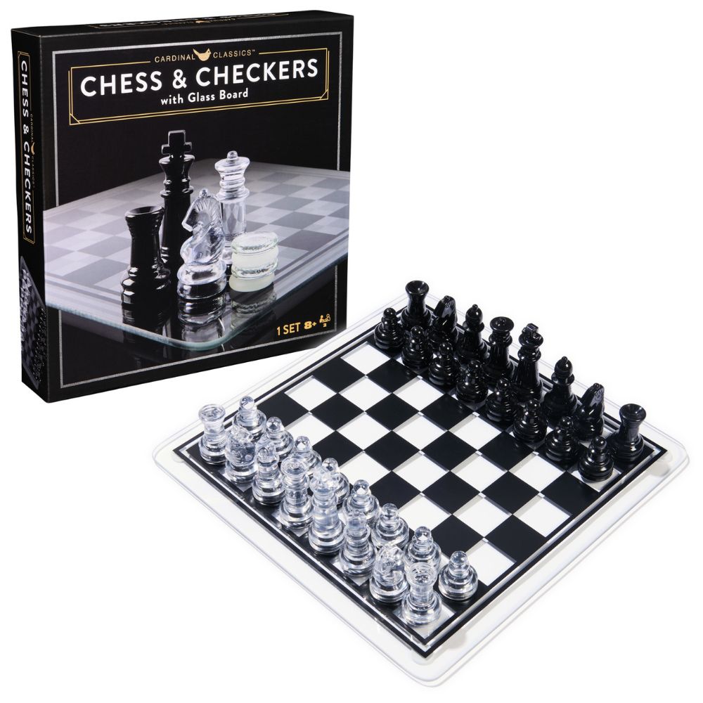 Juego De Ajedrez+Damas Con Tablero De Vidrio 8+