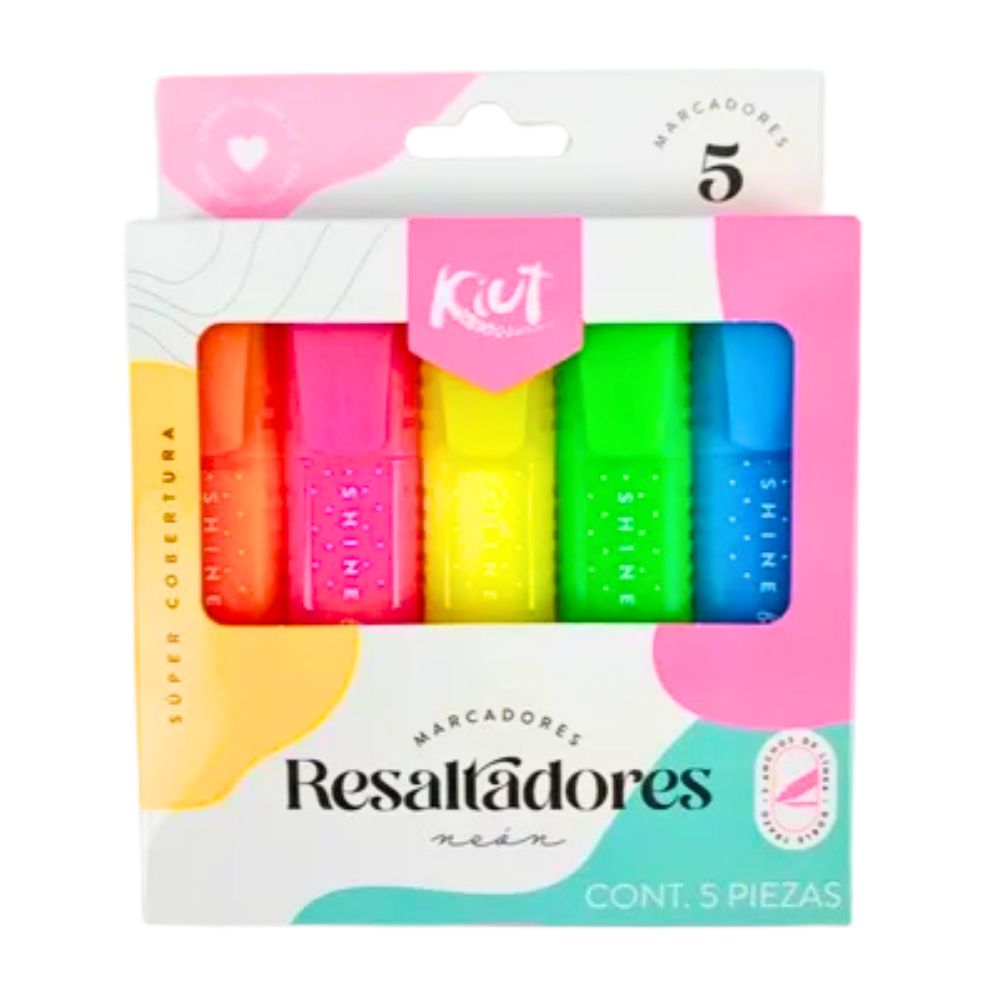 Kiut Macadores Resaltadores Neon 5 Unidades