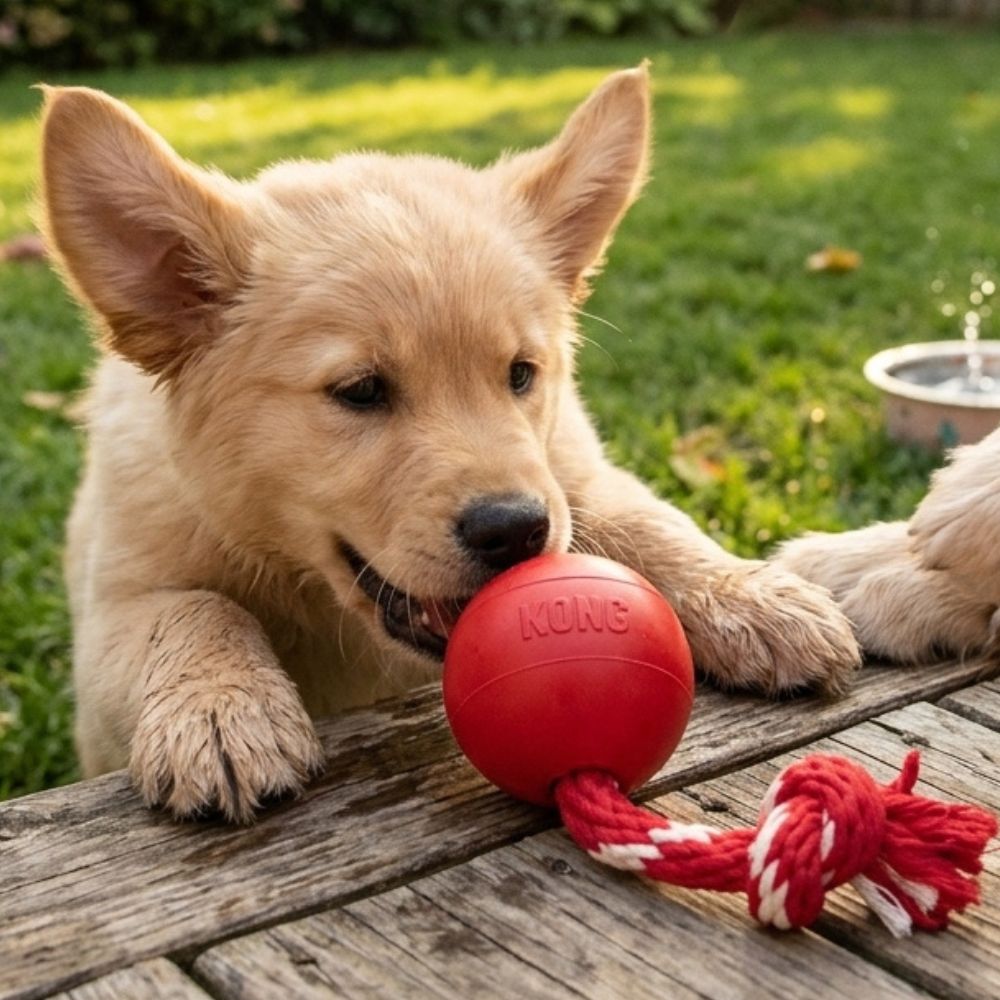 Kong Juguete Para Perros Ball With Rope Small Color Rojo