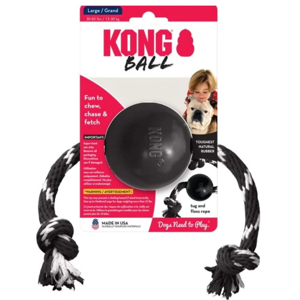 Kong Juguete Para Perros Extreme Ball With Rope Large Color Negro