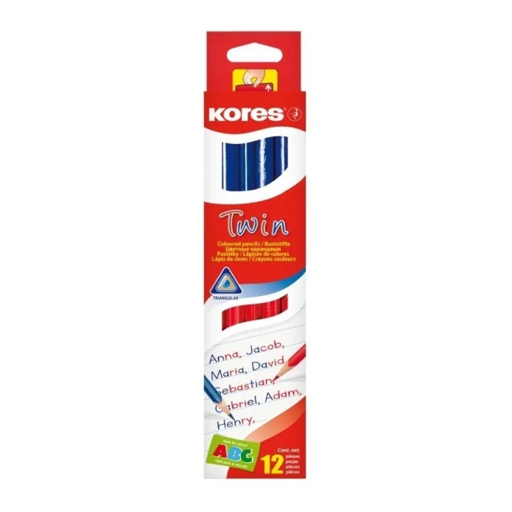 Kores Lapiz Twin Bicolor Azul/Rojo Caja 12 Und