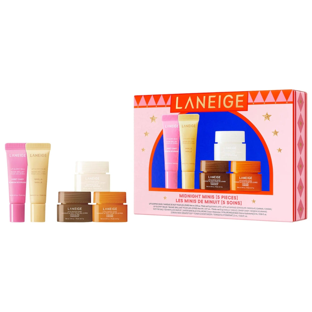 Laneige Midnight Minis Set De Bálsamo Labial Iluminador Y Mascarilla Labial Para Dormir