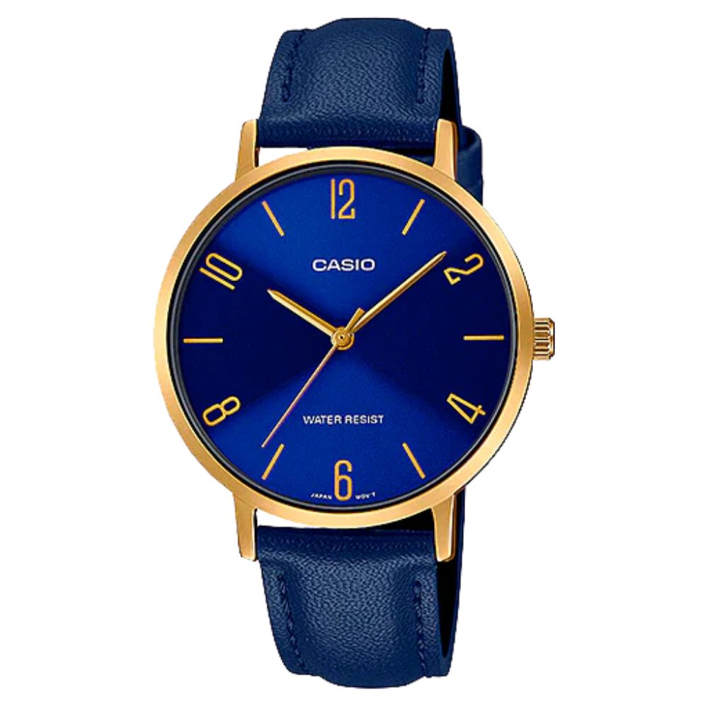 Casio Reloj Casual Correa De Cuero Para Dama Blue