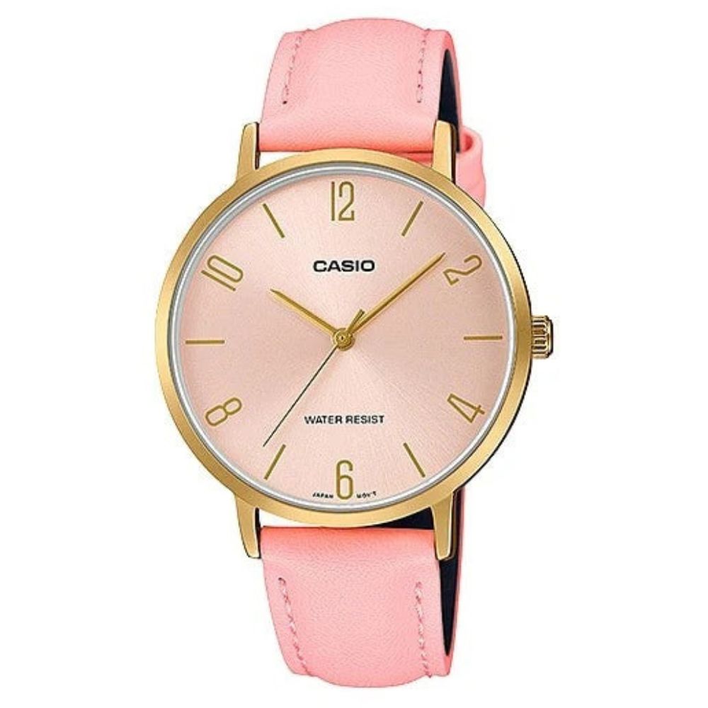 Casio Reloj Casual Correa De Cuero Para Damas Pink