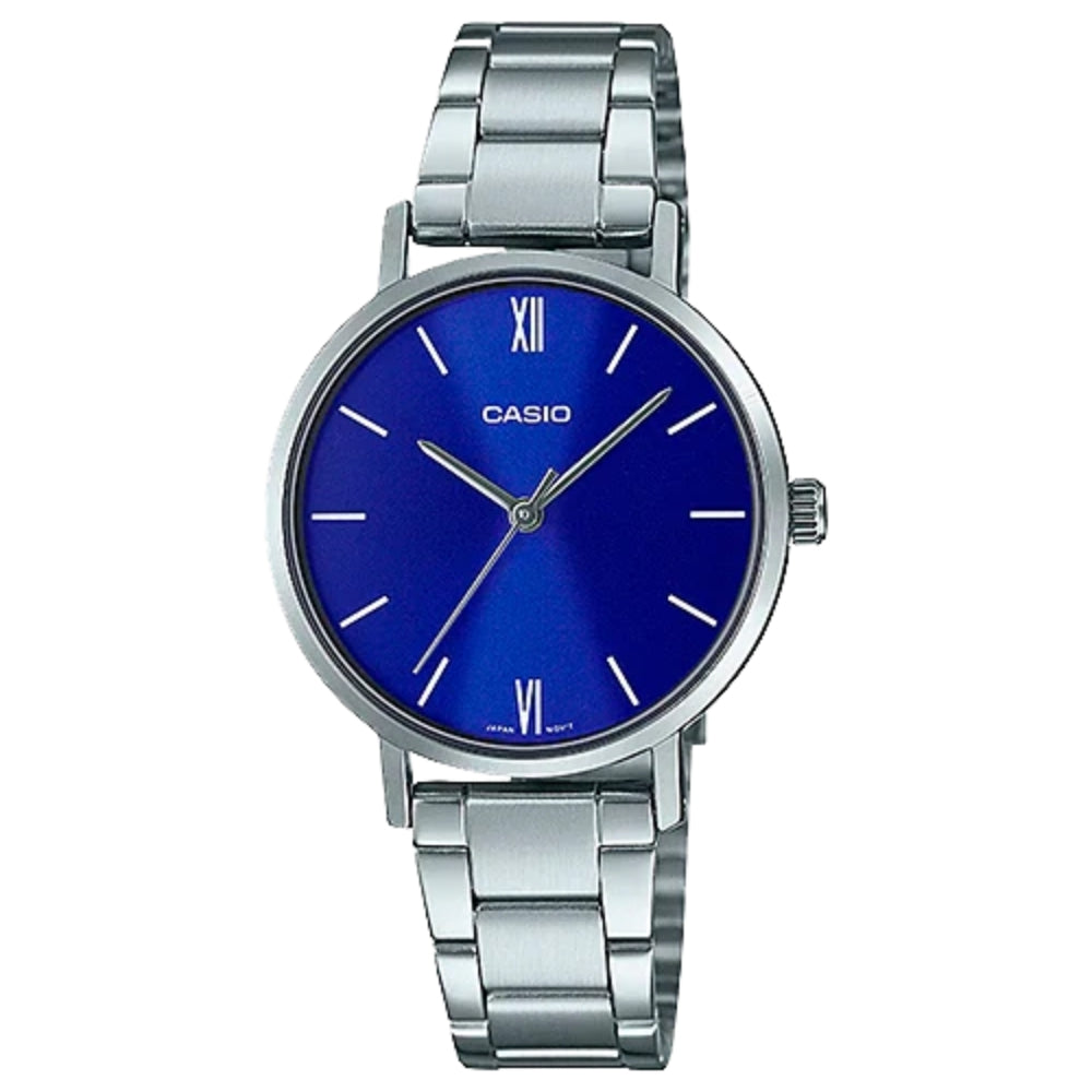 Casio Reloj Casual Correa De Acero Inoxidable Para Dama Blue