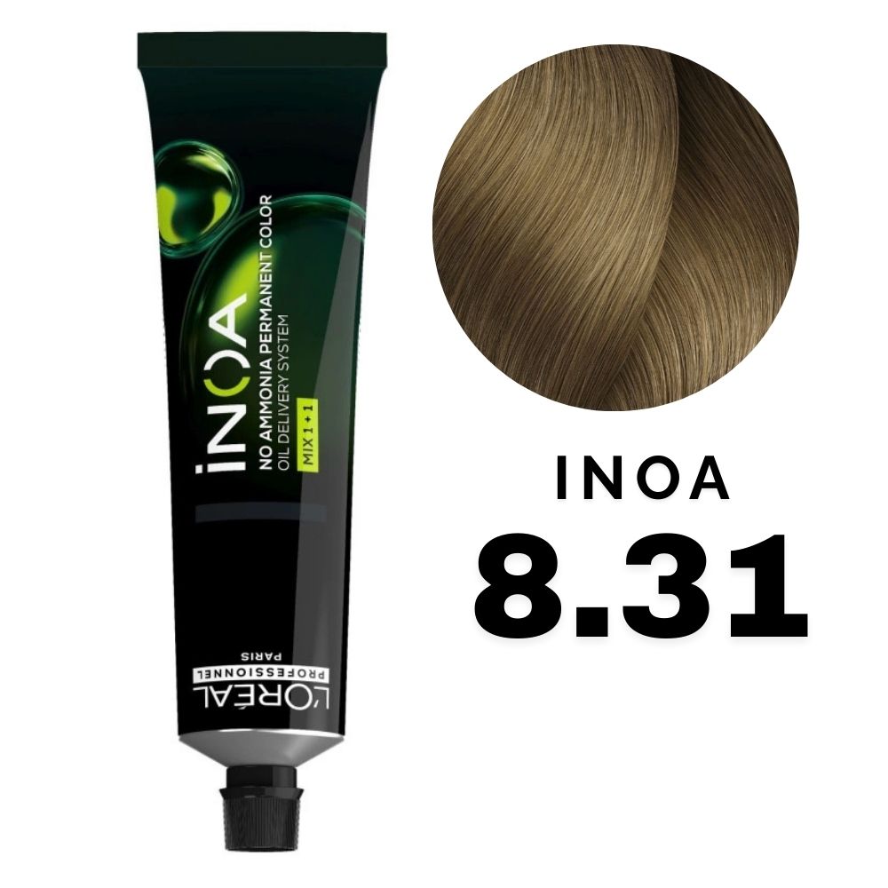 L'Oreal Inoa Profesional Color Rubio Claro Dorado Cenizo Nro. 8.31 60gr