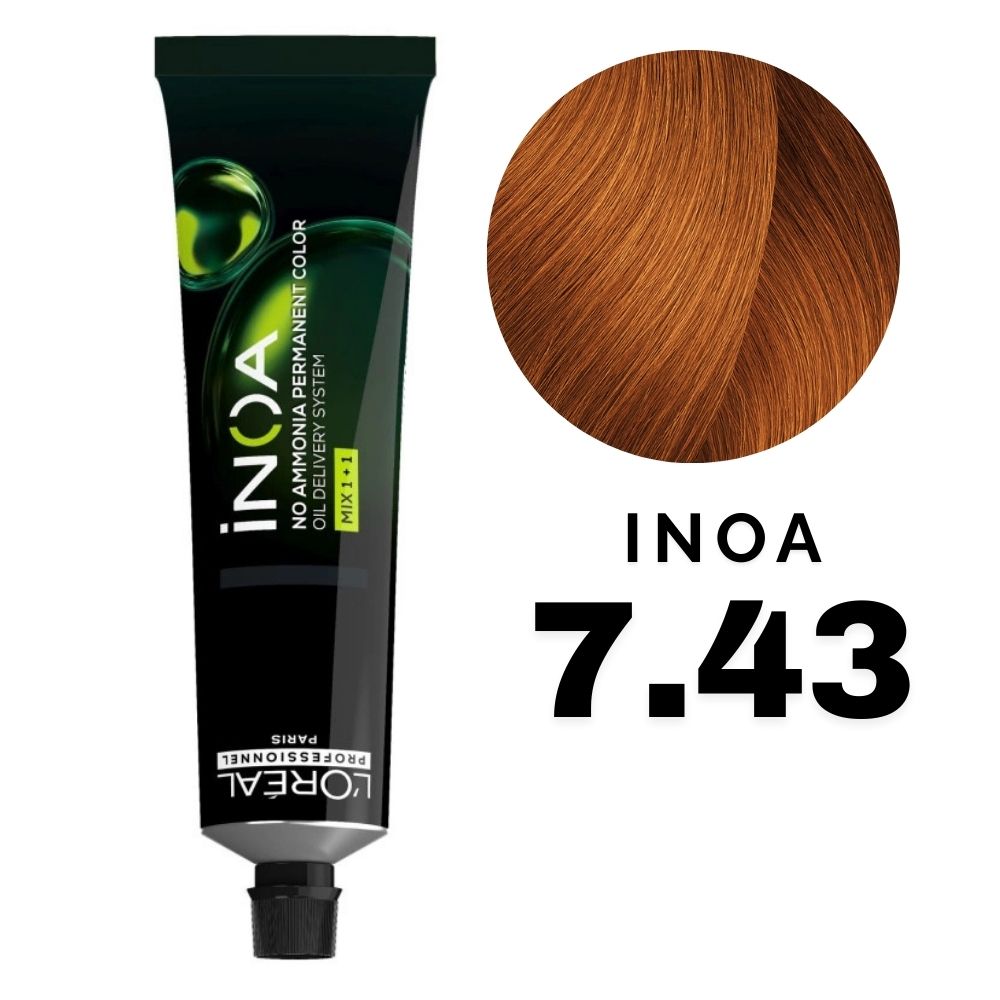 L'Oreal Inoa Profesional Color Rubio Cobrizo Dorado Nro. 7.43 60gr