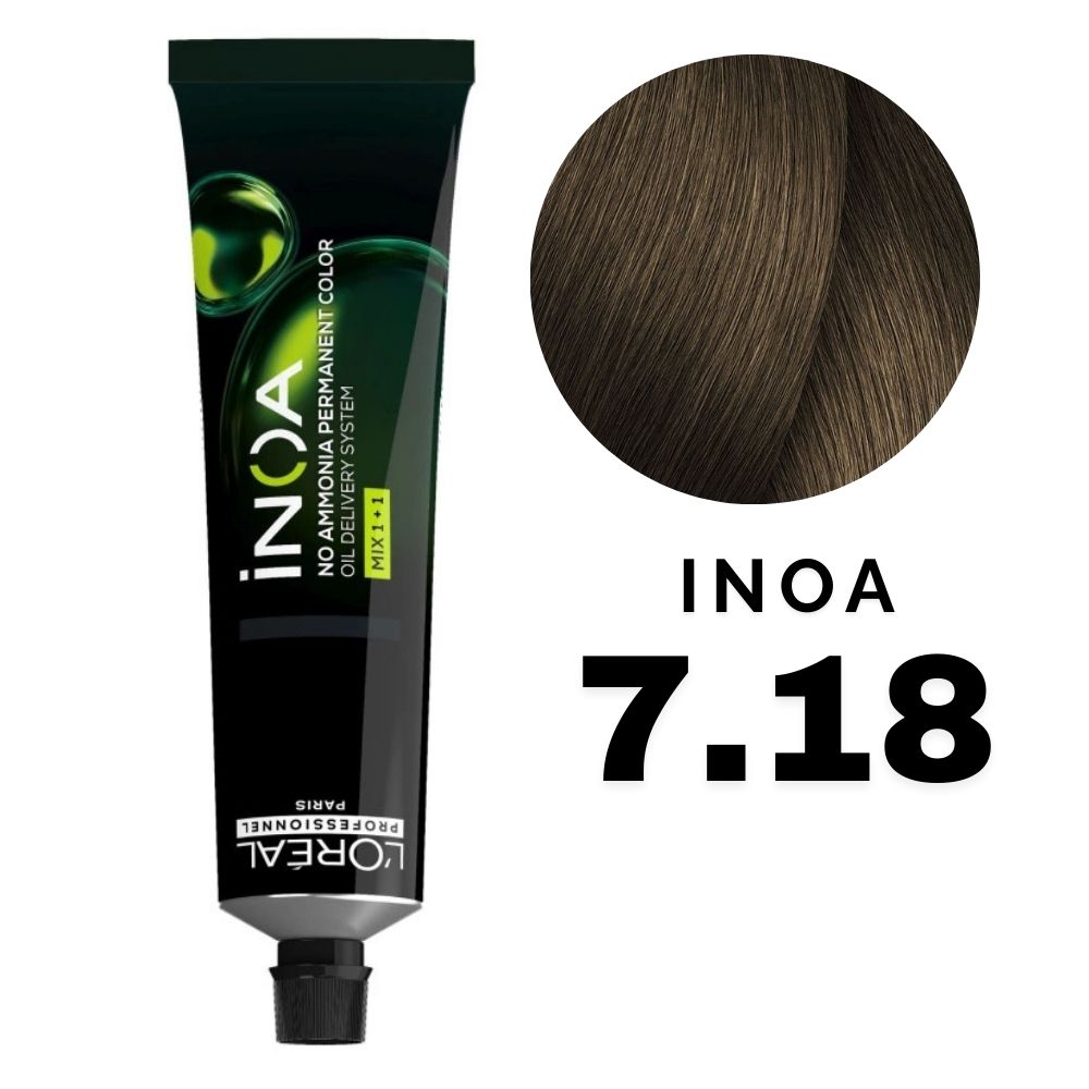 L'Oreal Inoa Profesional Color rubio Ceniza Moca Nro. 7.18 60gr