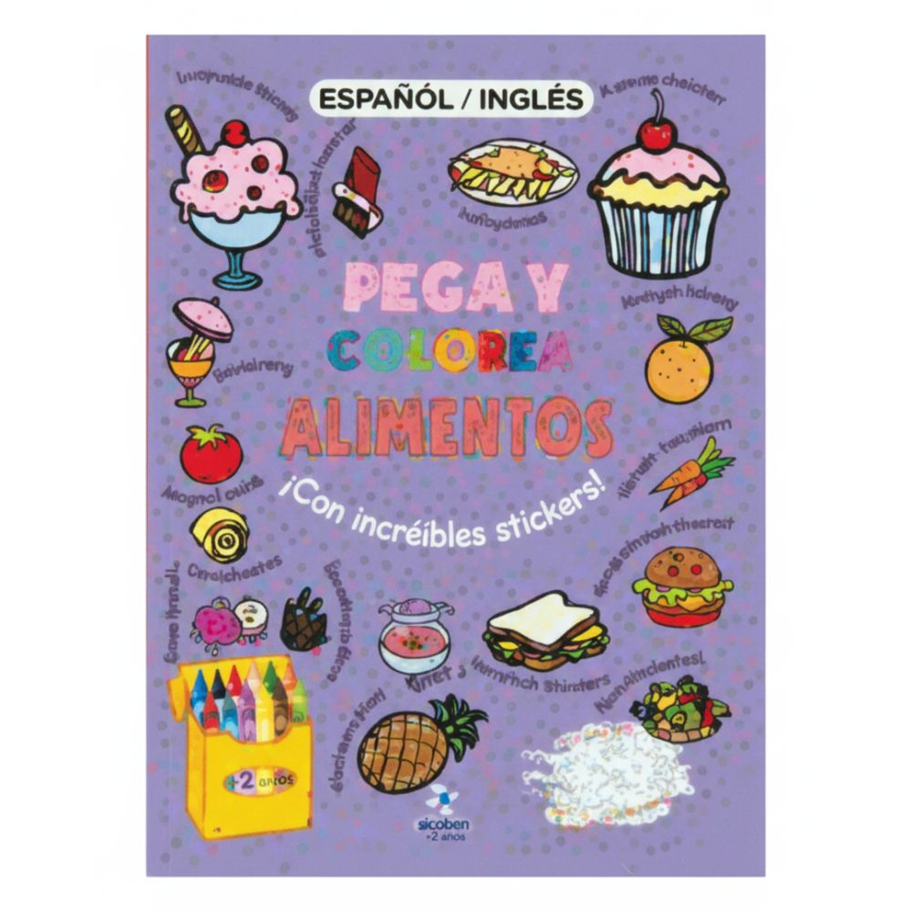 Libro Para Niños Pega Y Colorea De Alimentos 2-6+