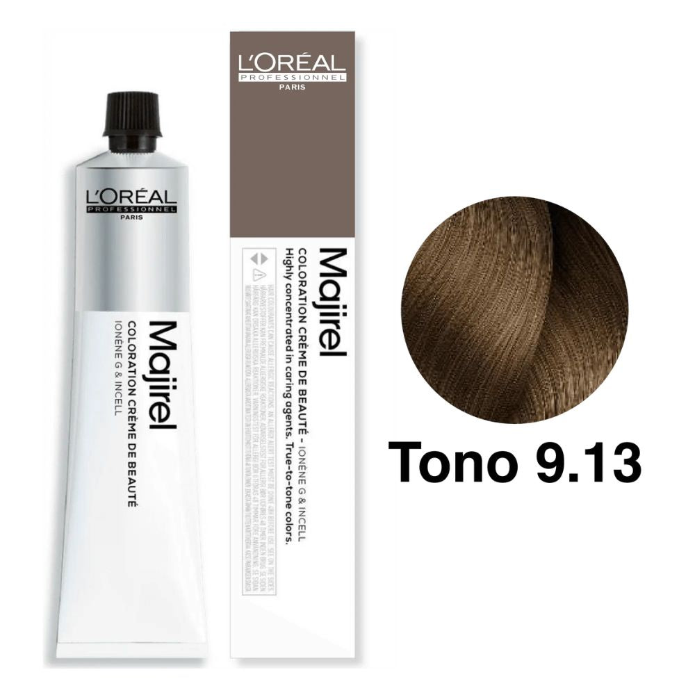 Tinte Loreal Majirel 9.13 Rubio Muy Claro Cenizo Dorado 50 ml