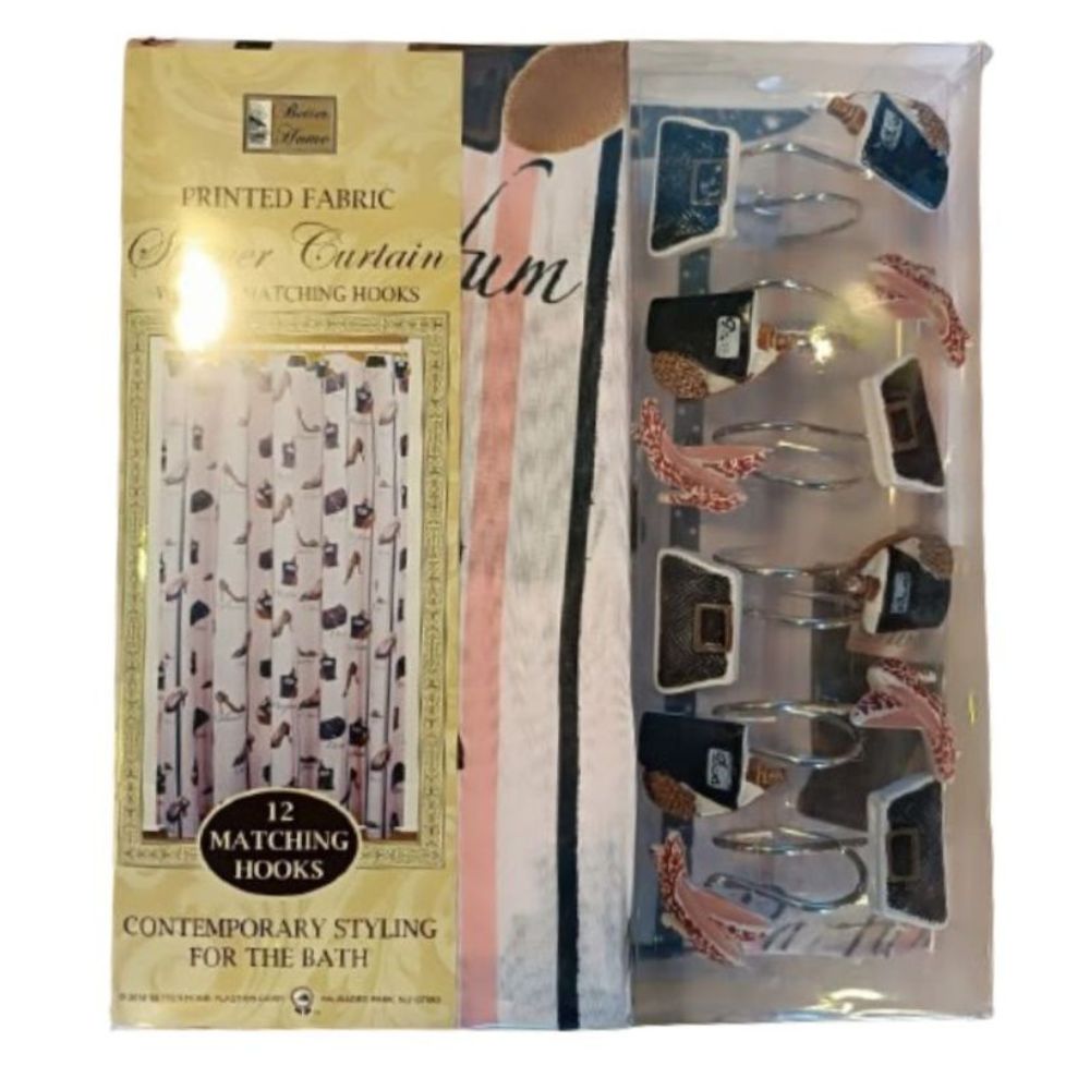 Cortina Para Ducha Shower Curtain with 12 Matching Hooks Set 70" x 72" Accesorios de Damas