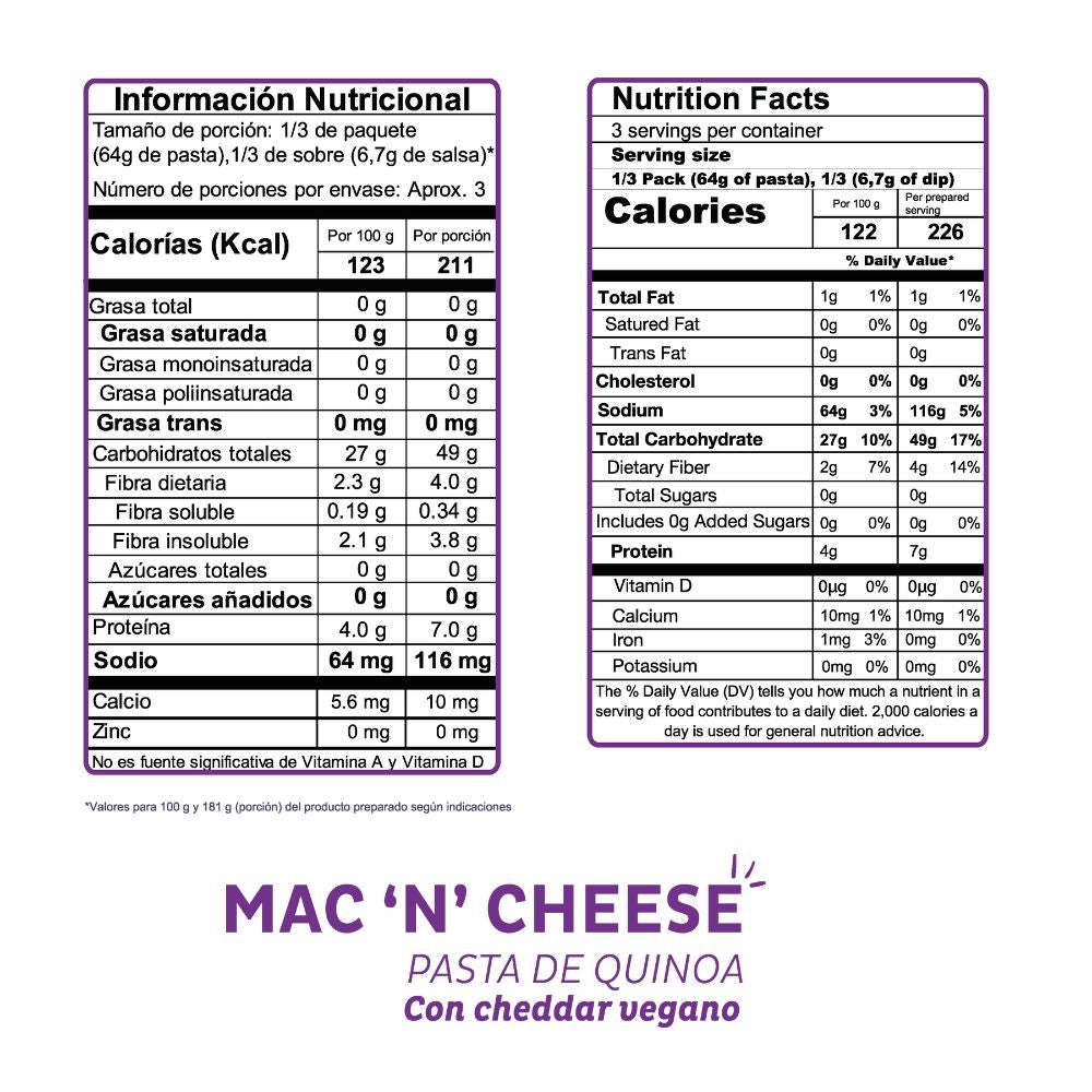 El Dorado Pasta Mac 'N' Cheese de Quinoa Con Cheddar Vegano 200 gr