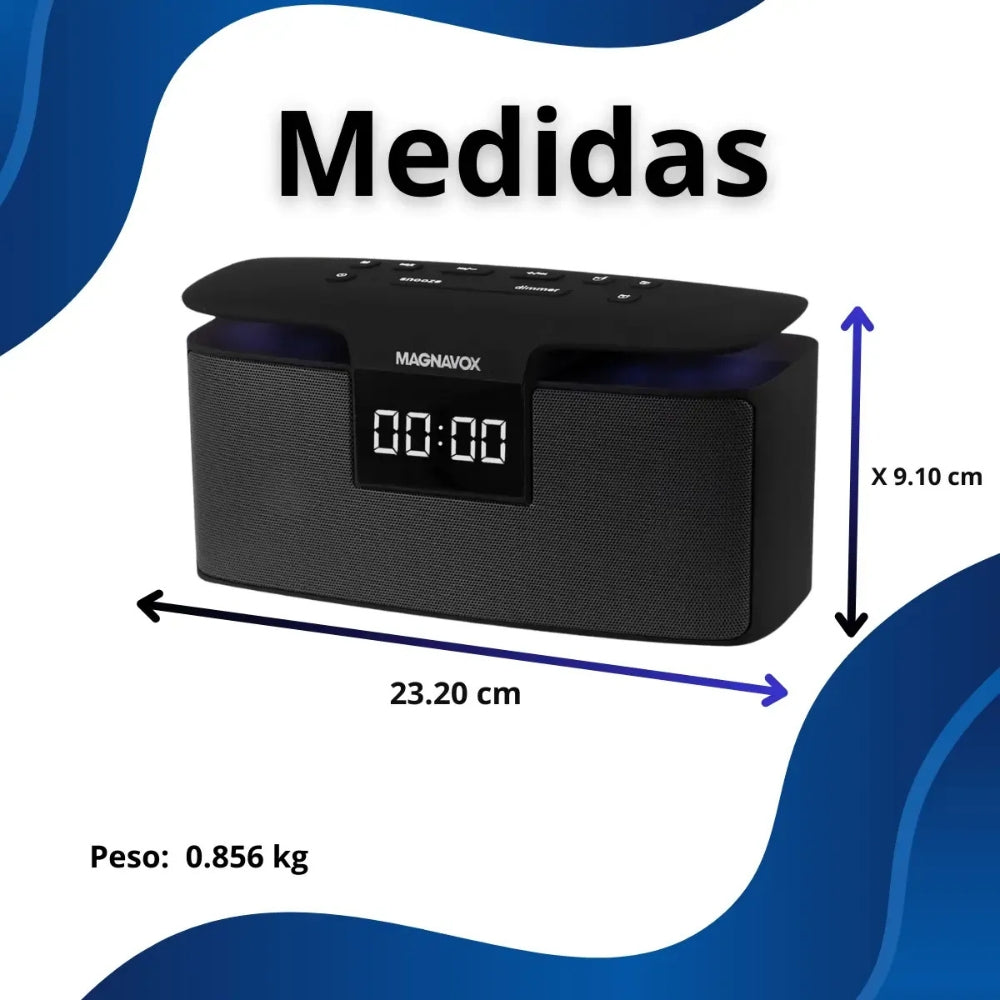 Magnavox Bocina Inalámbrica Con Reloj Y Radio FM