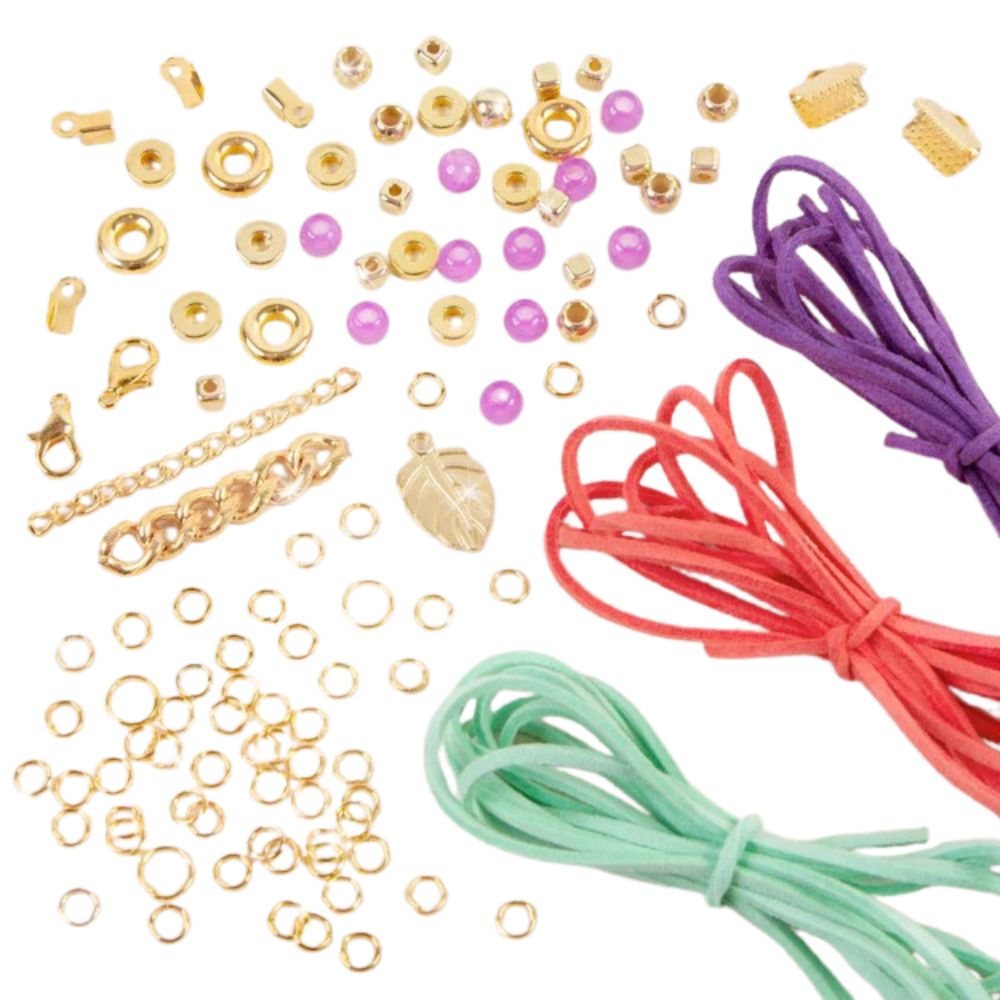 Make It Real Pulseras De Ante Con Eslabón Dorado 8+ 112Pzs