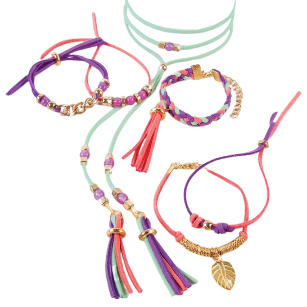 Make It Real Pulseras De Ante Con Eslabón Dorado 8+ 112Pzs