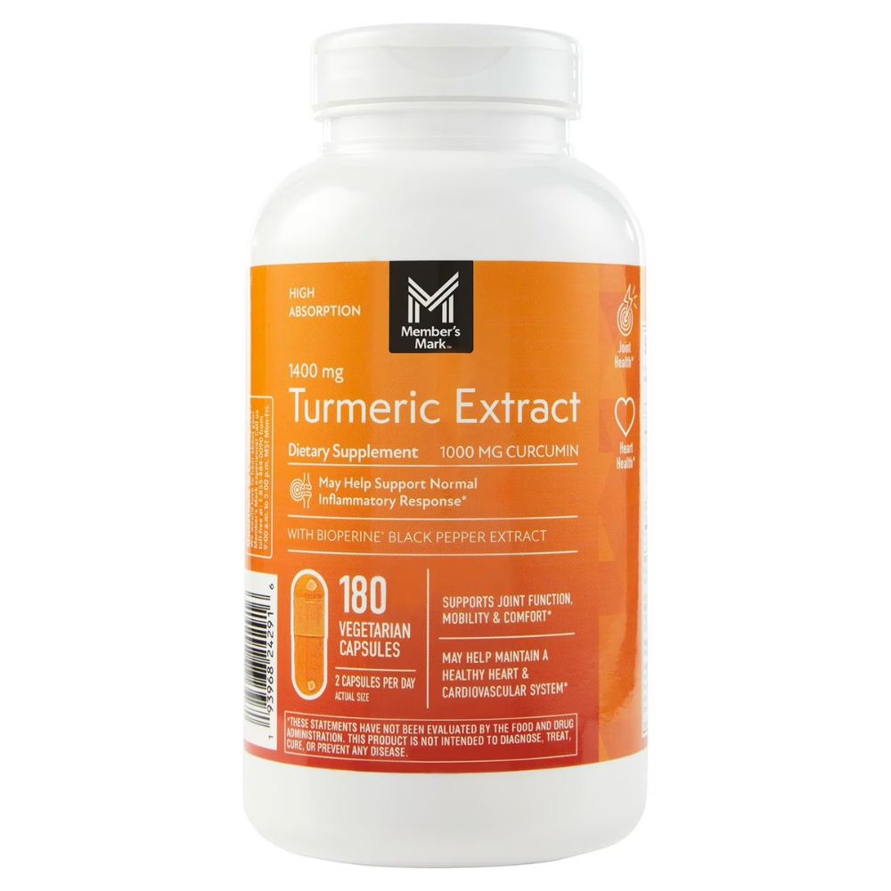 Member's Mark Turmeric Extract 1400mg 180 Vegetarian Capsules