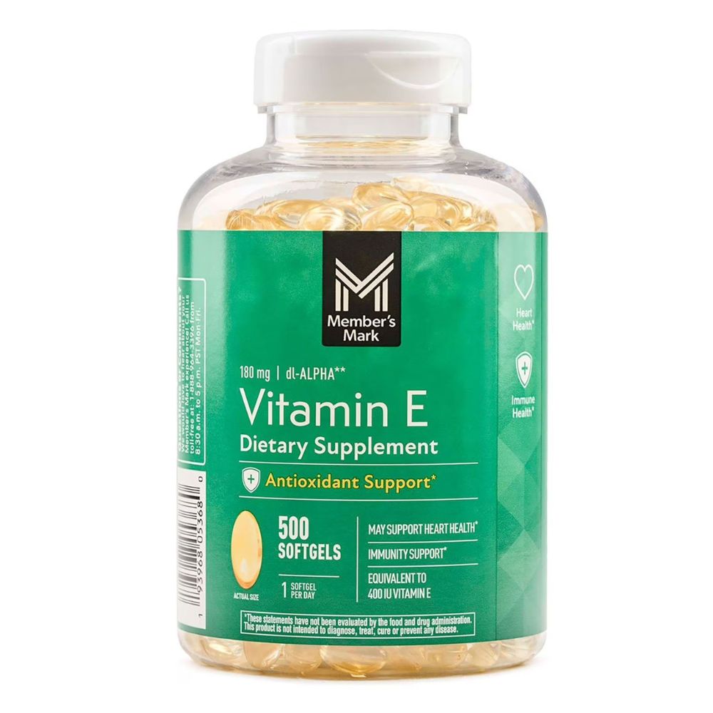 Member's Mark Vitamin E Dietary Supplement 500 Softgels 180mg