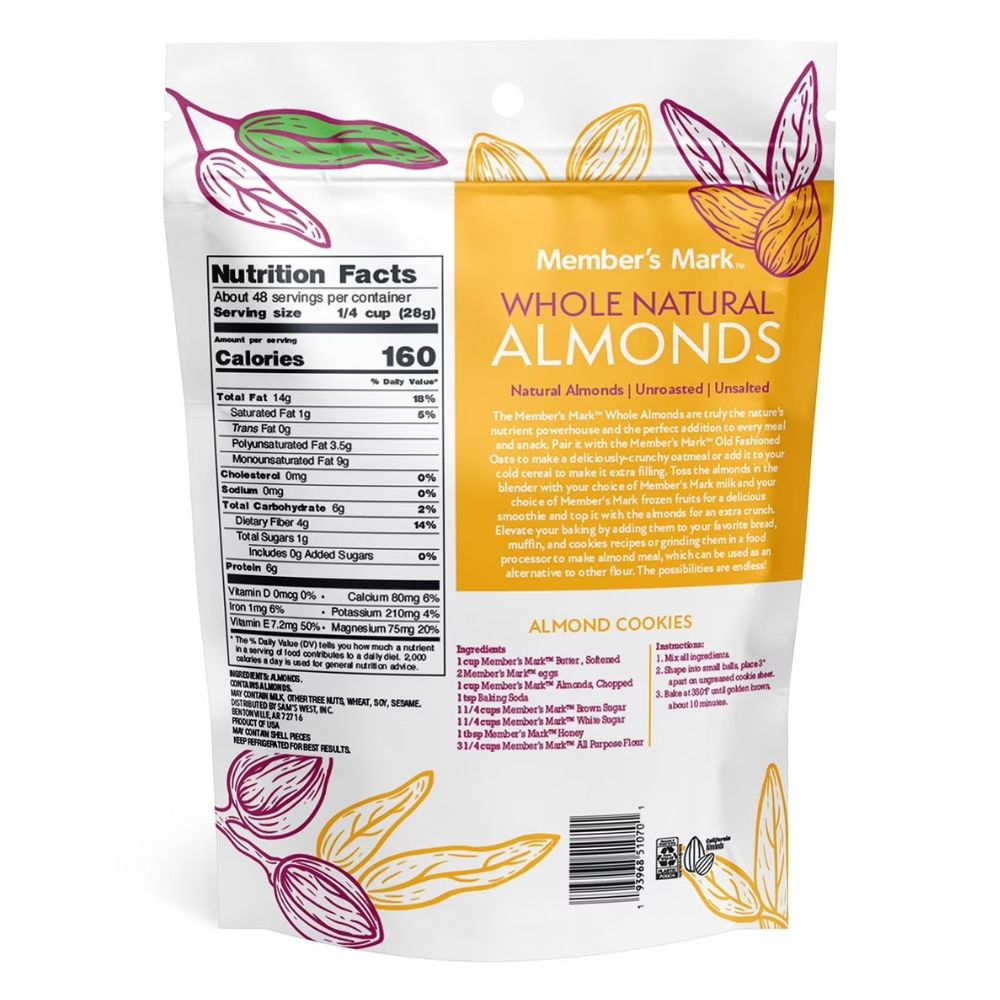 Member's Mark Almendras Whole Natural 1.36 kg