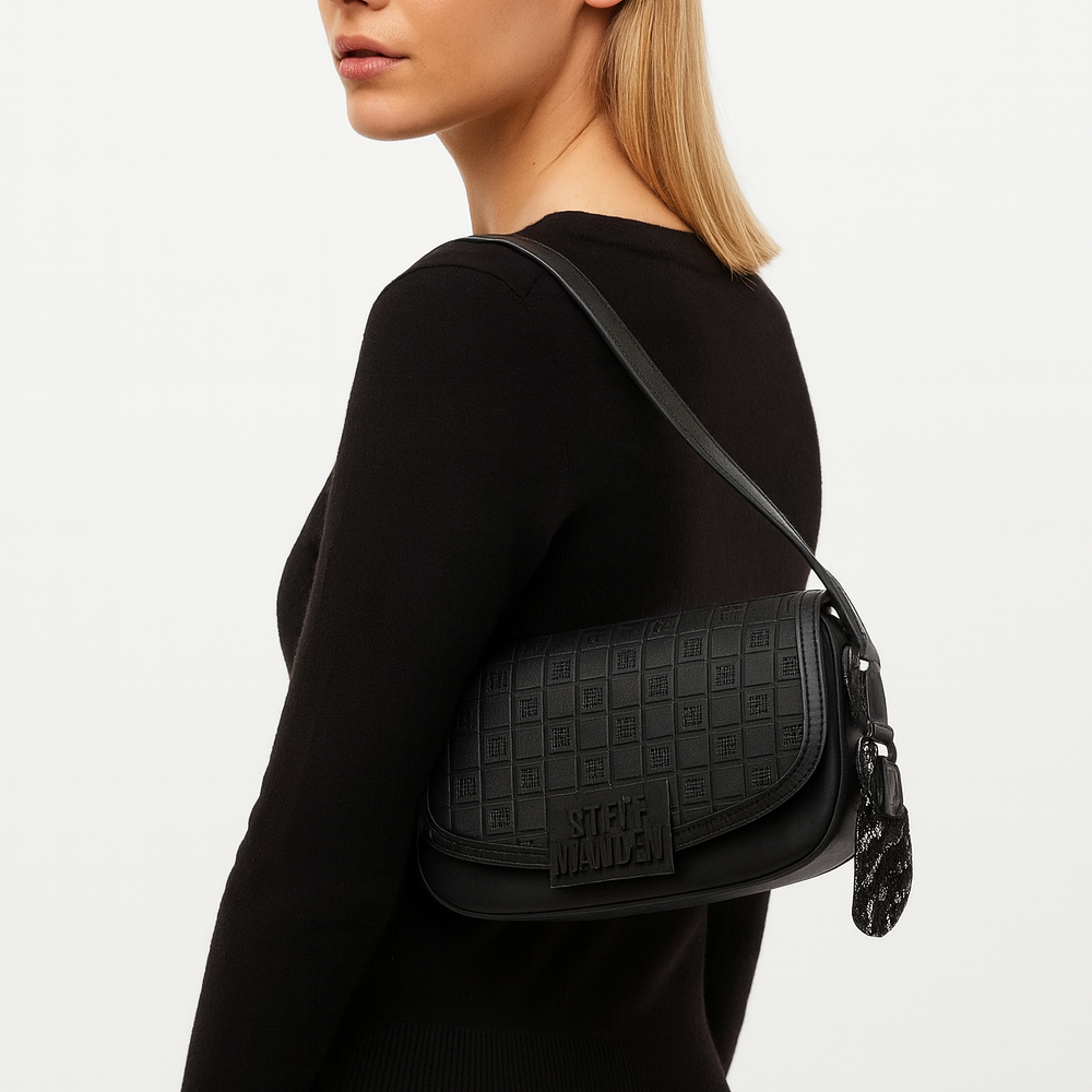 Steve Madden Cartera Borian Logo Baguette Black