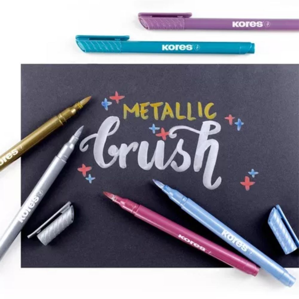 Kores Marcador Metalic Style Punta Pincel 6 Und