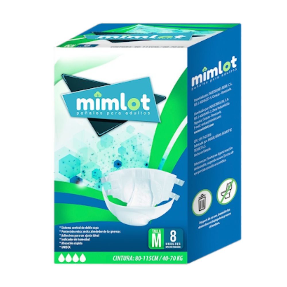 Mimlot Pañales Para Adultos Unisex Tipo Pants Talla M 8 Und