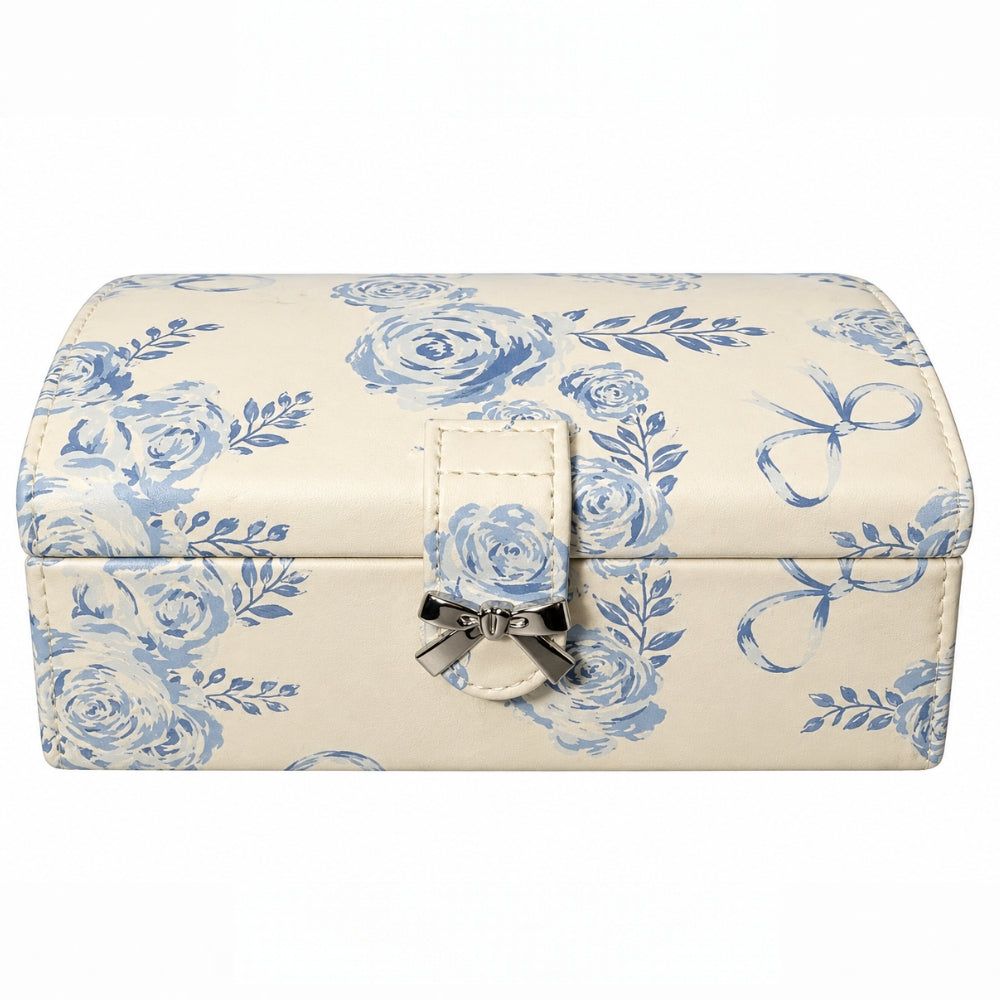 Mini Joyero Jewelry Organizer White & Blue Floral