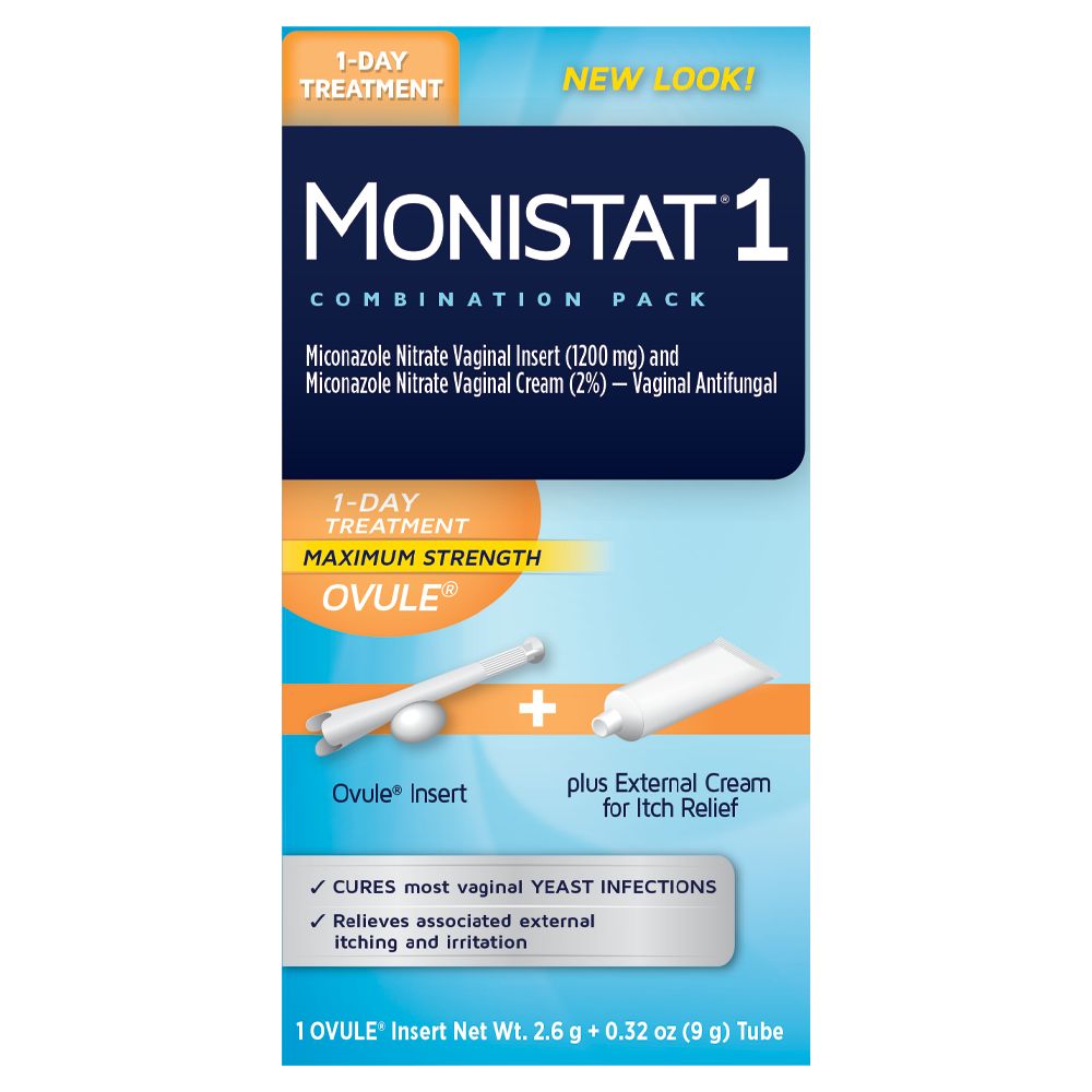 Monistat 1 Antimicotico Vaginal Combination Pack Ovule Tube 9gr