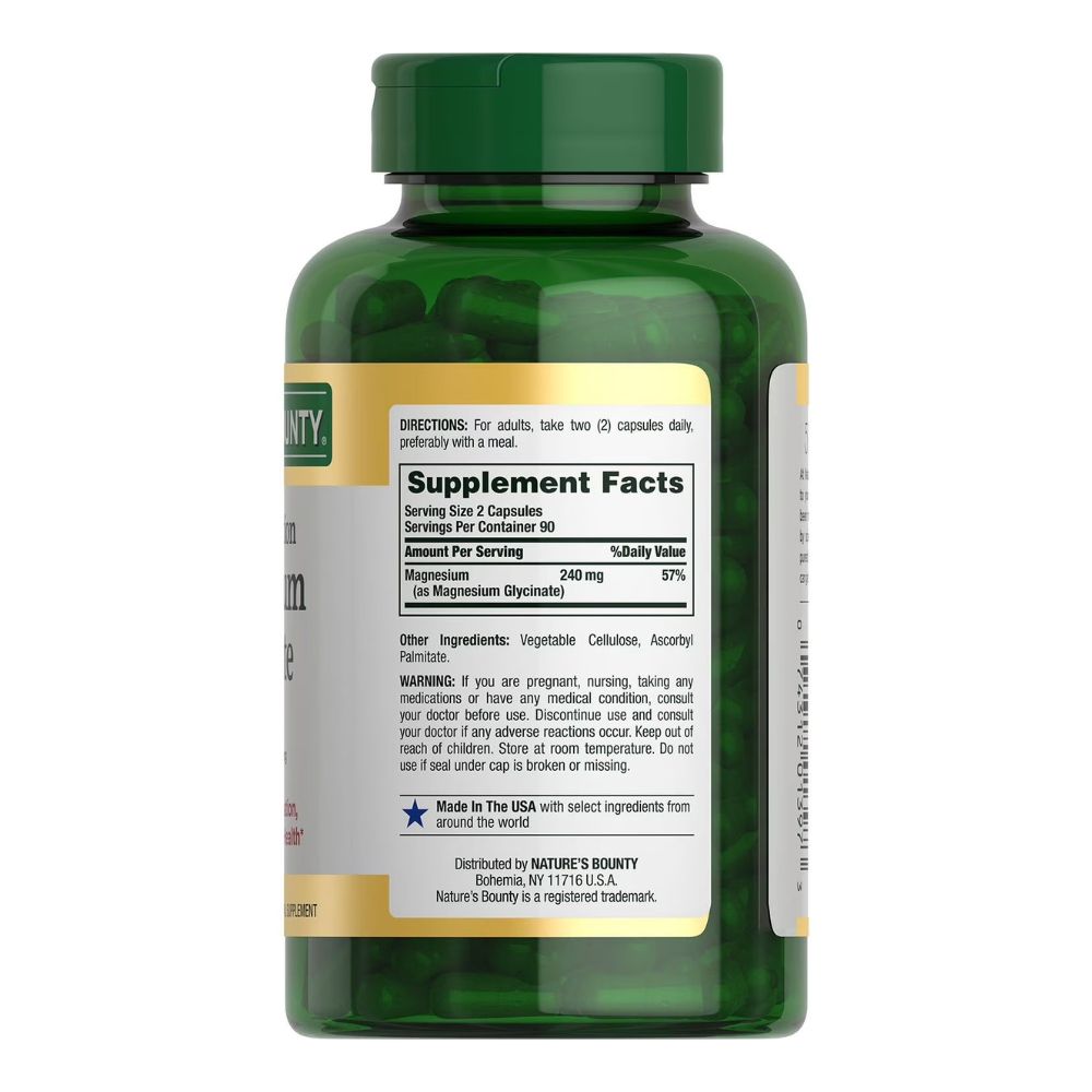 Nature's Bounty Magnesium Glycinate 240mg 180 Capsules