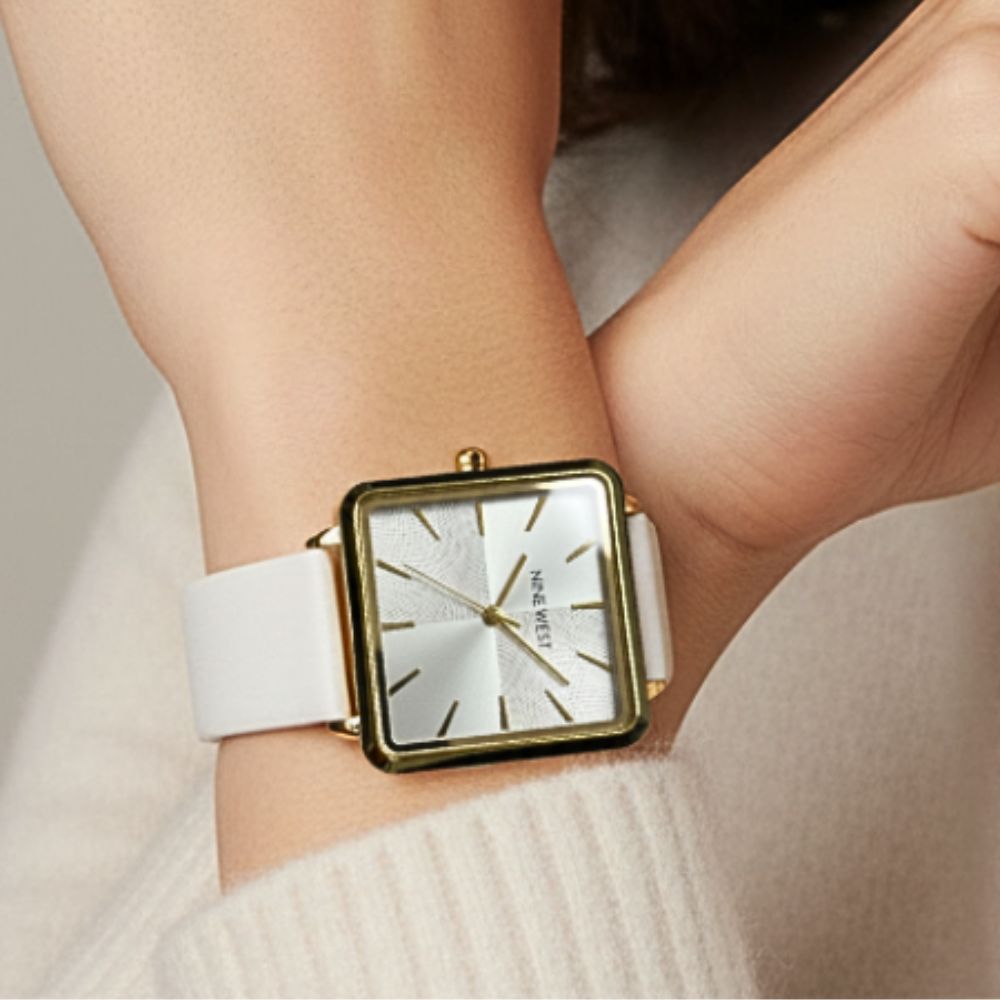 Nine West Reloj Para Damas Cuadrado White
