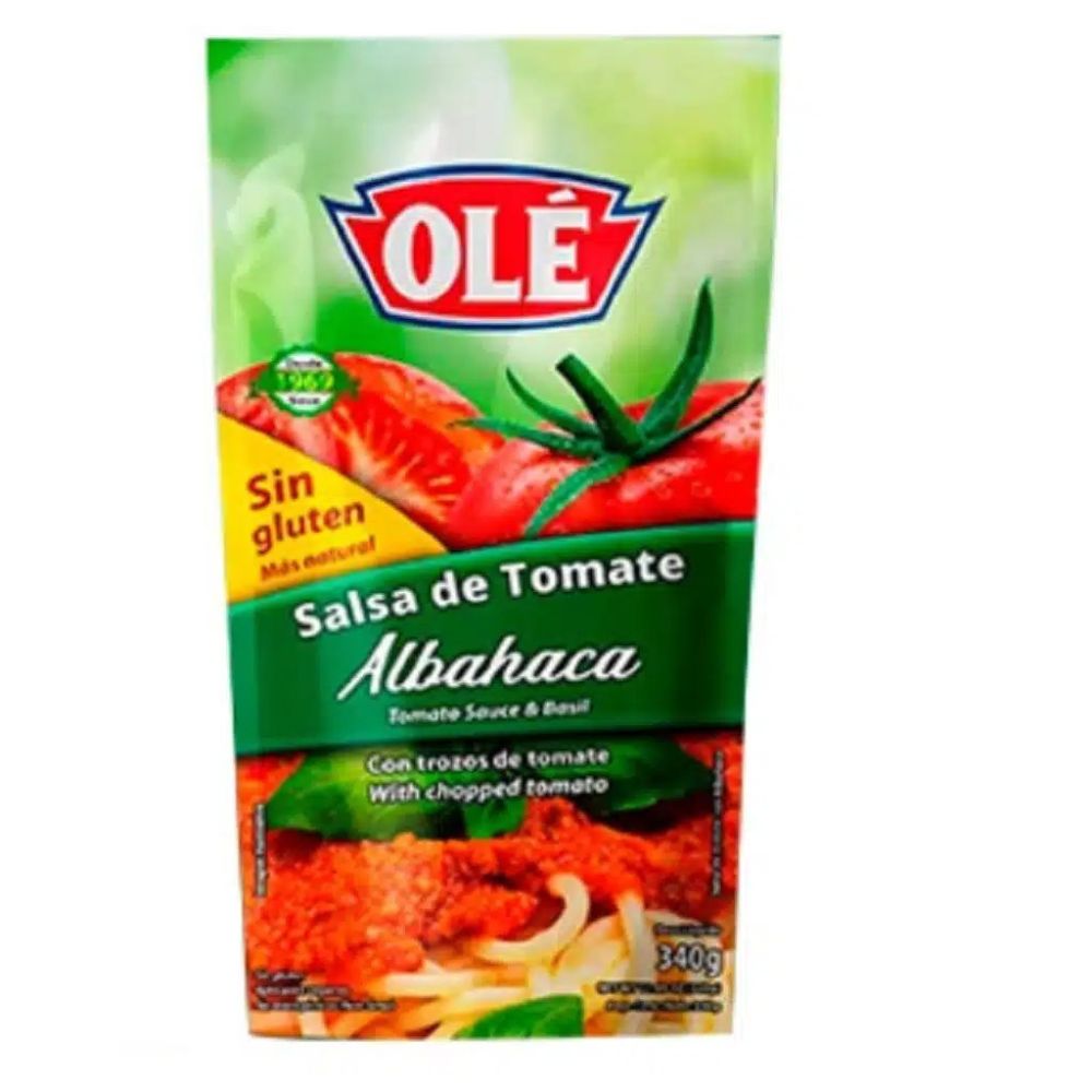 Ole Salsa De Tomate Con Albahaca Pouch 340gr